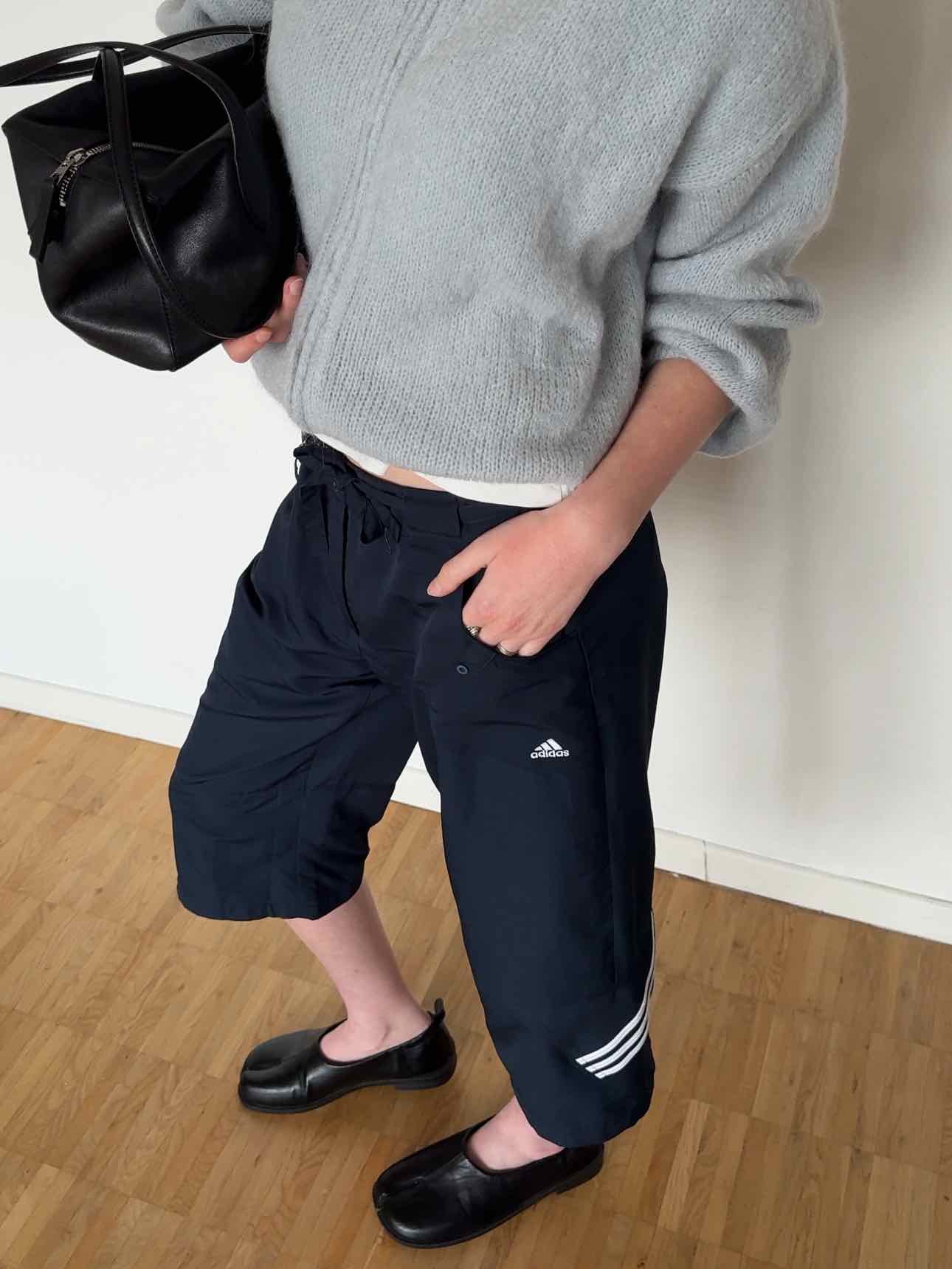 Vintage Adidas Capri Hose - Dunkelblau / Weiß