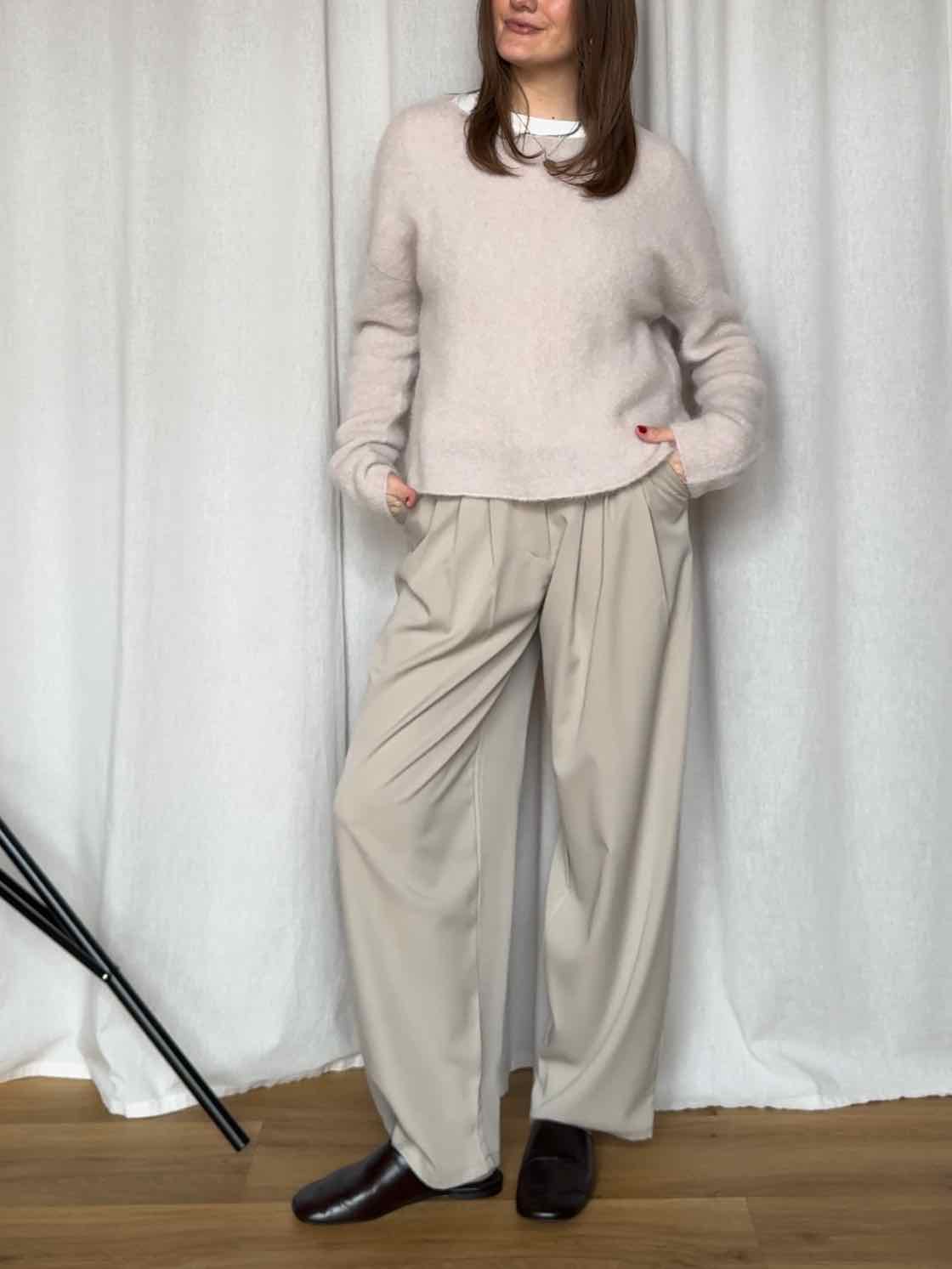 Stoffhose mit Bundfalten - Beige