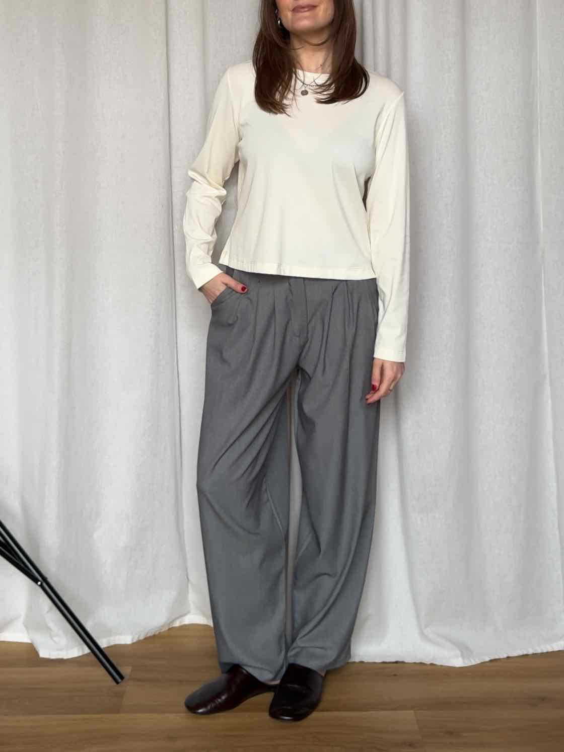 Basic Langarm Shirt - Creme