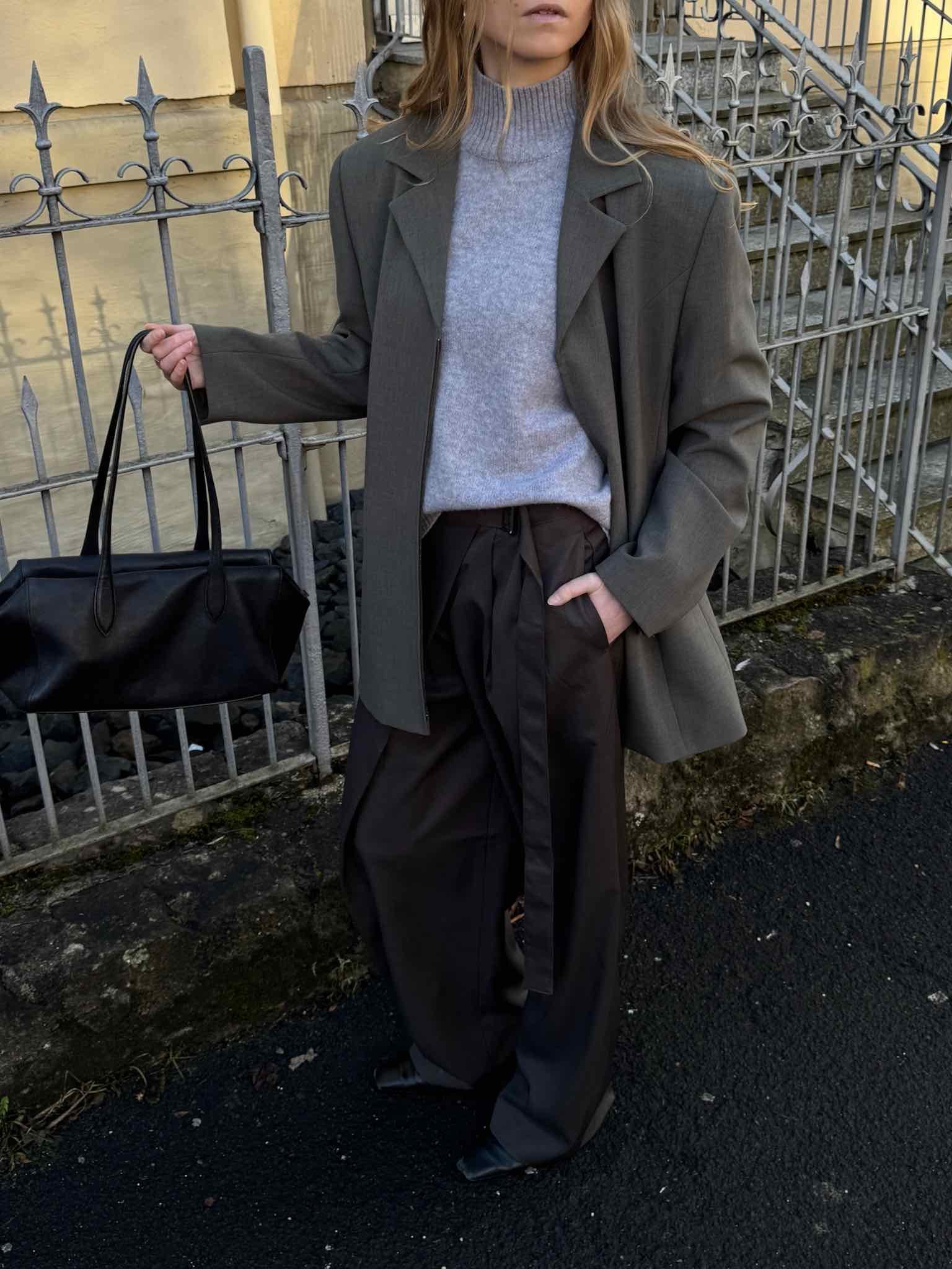 Blazer mit Reißverschluss - Oliv-grau