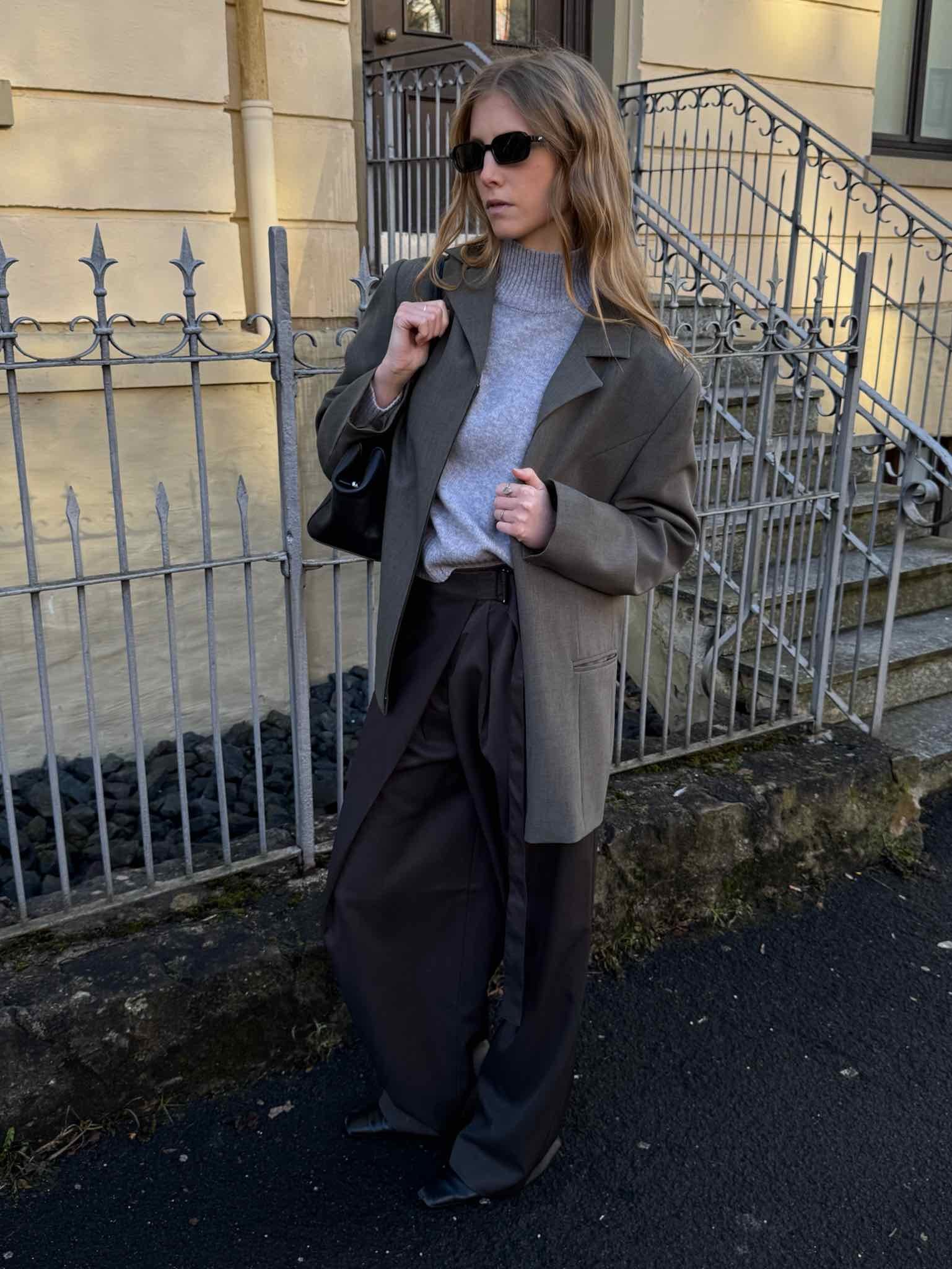 Blazer mit Reißverschluss - Oliv-grau