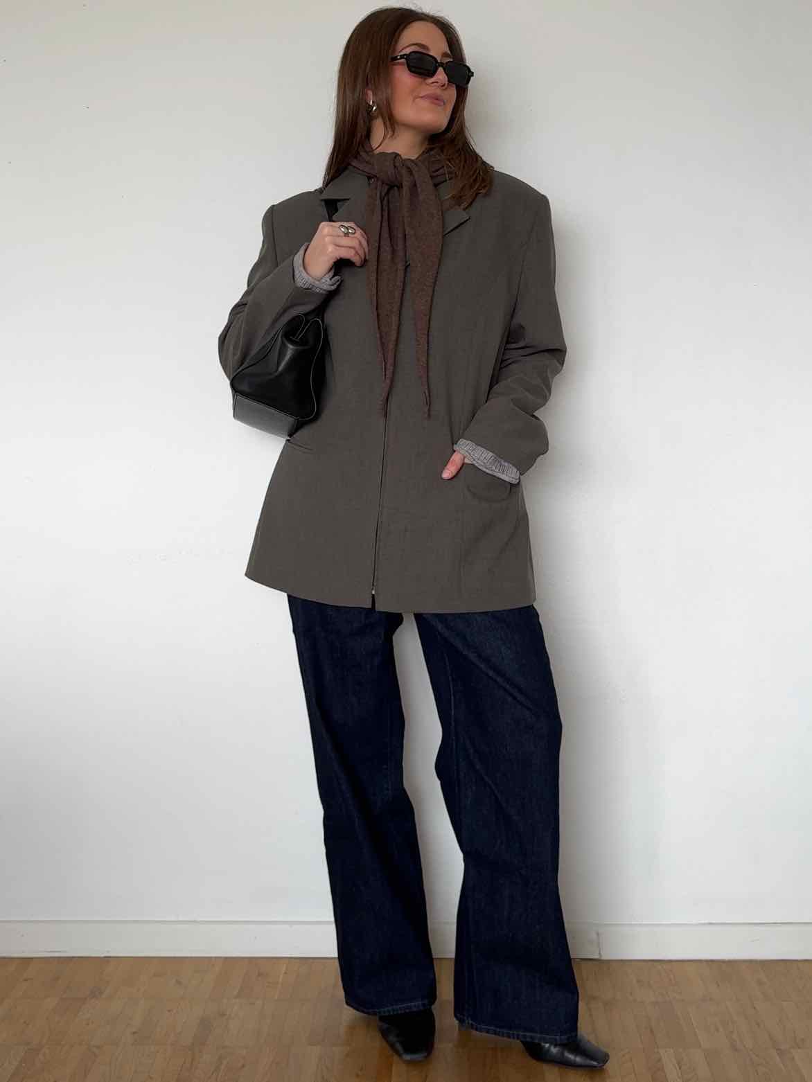 Blazer mit Reißverschluss - Oliv-grau