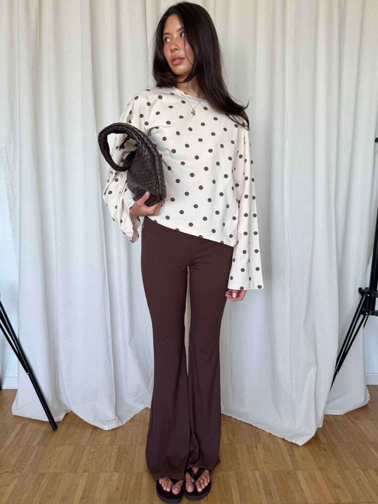 Boxy Longsleeve Dots - Beige/Braun
