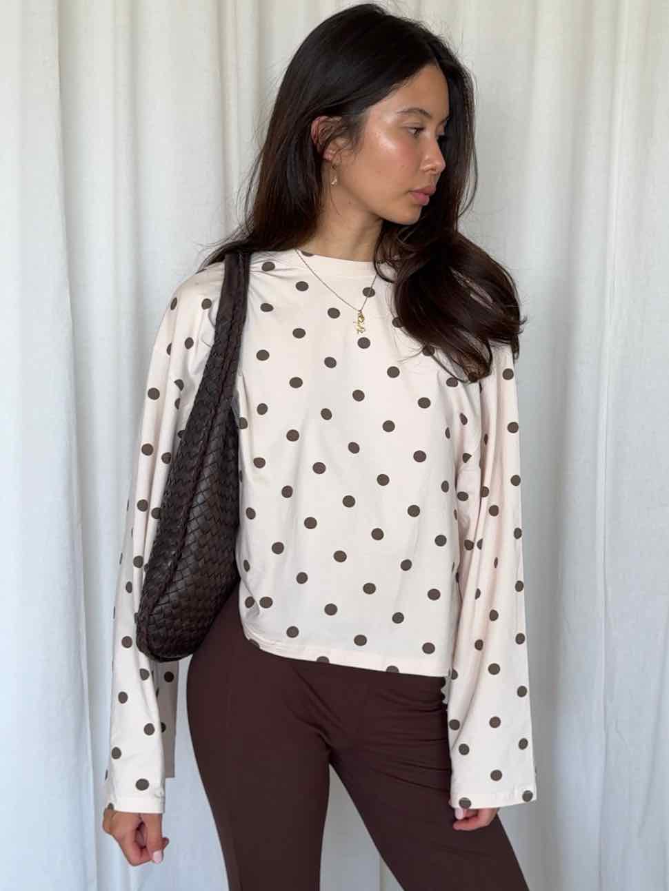 Boxy Longsleeve Dots - Beige/Braun