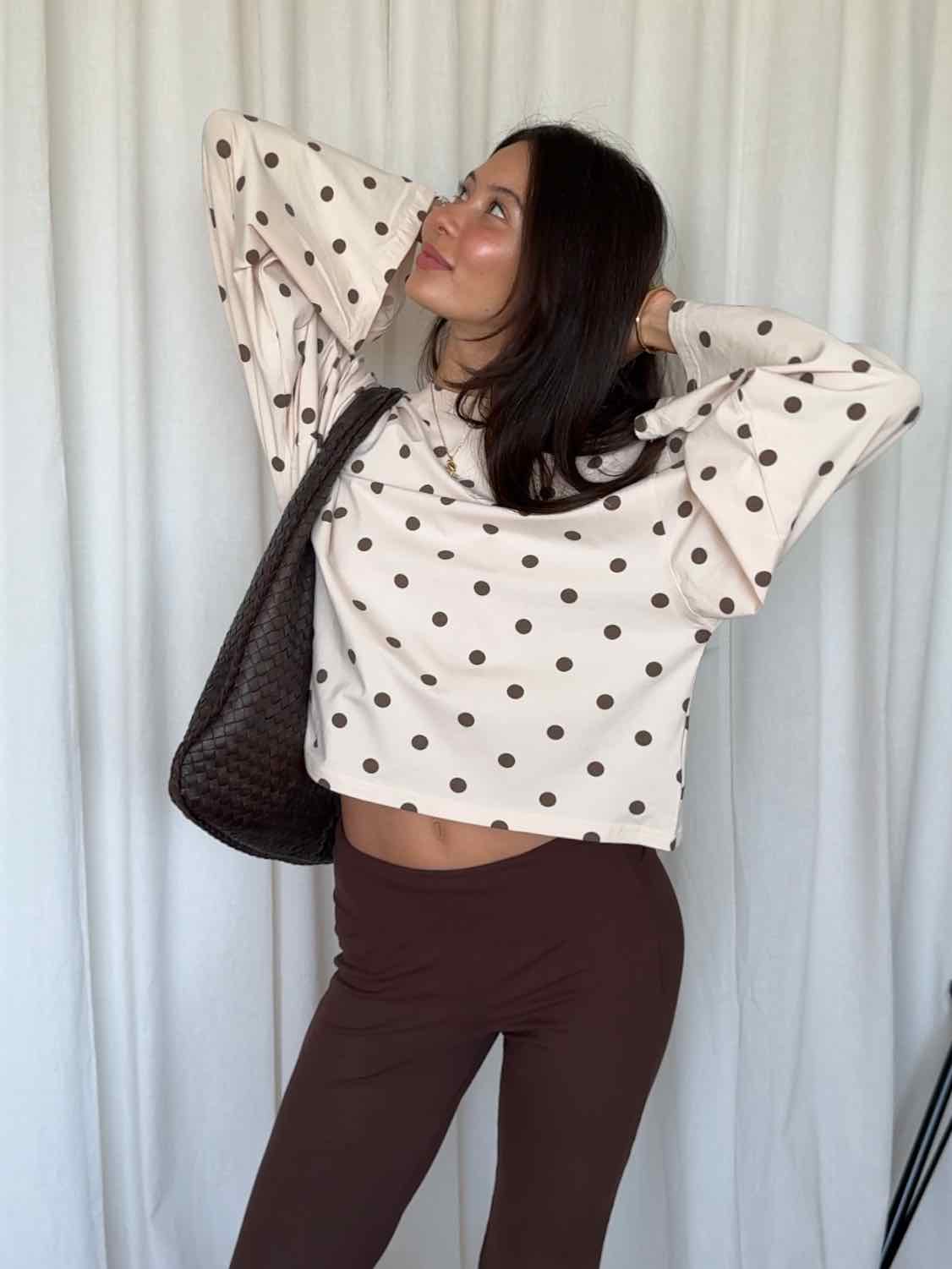 Boxy Longsleeve Dots - Beige/Braun