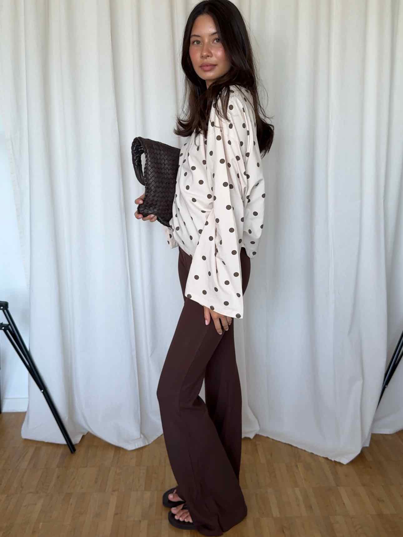 Boxy Longsleeve Dots - Beige/Braun