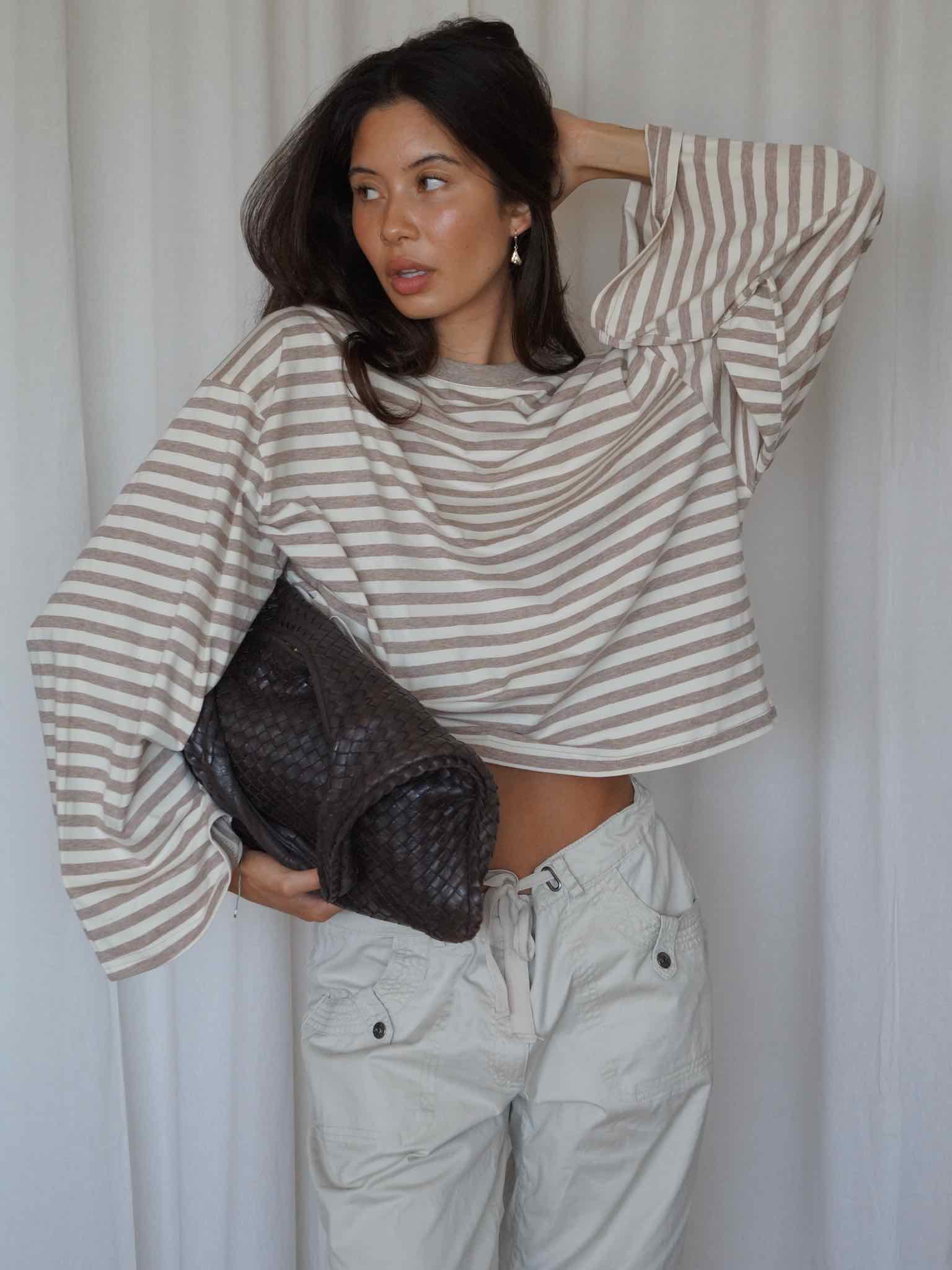 Boxy Longsleeve Stripes - Beige/Creme