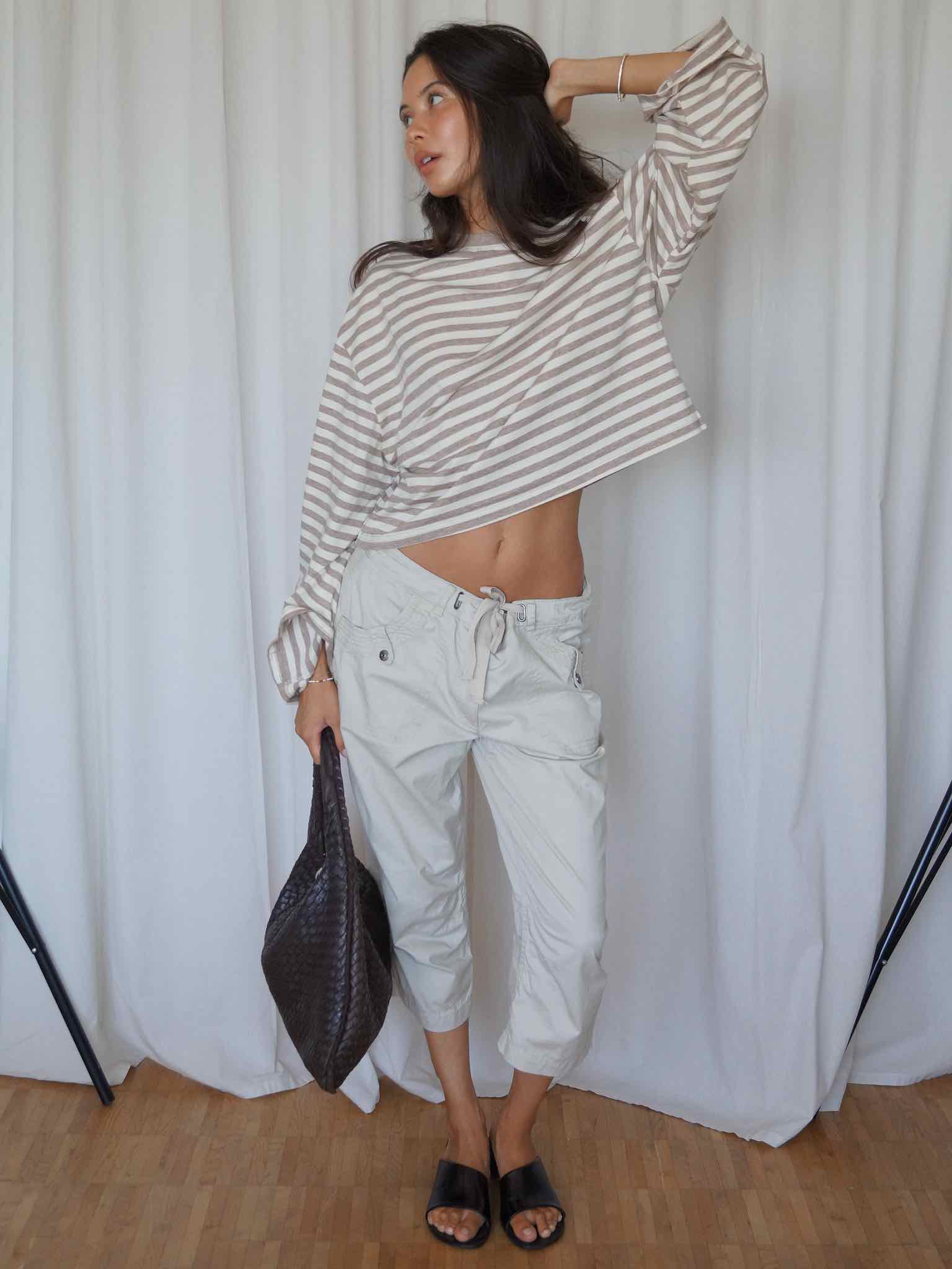 Boxy Longsleeve Stripes - Beige/Creme