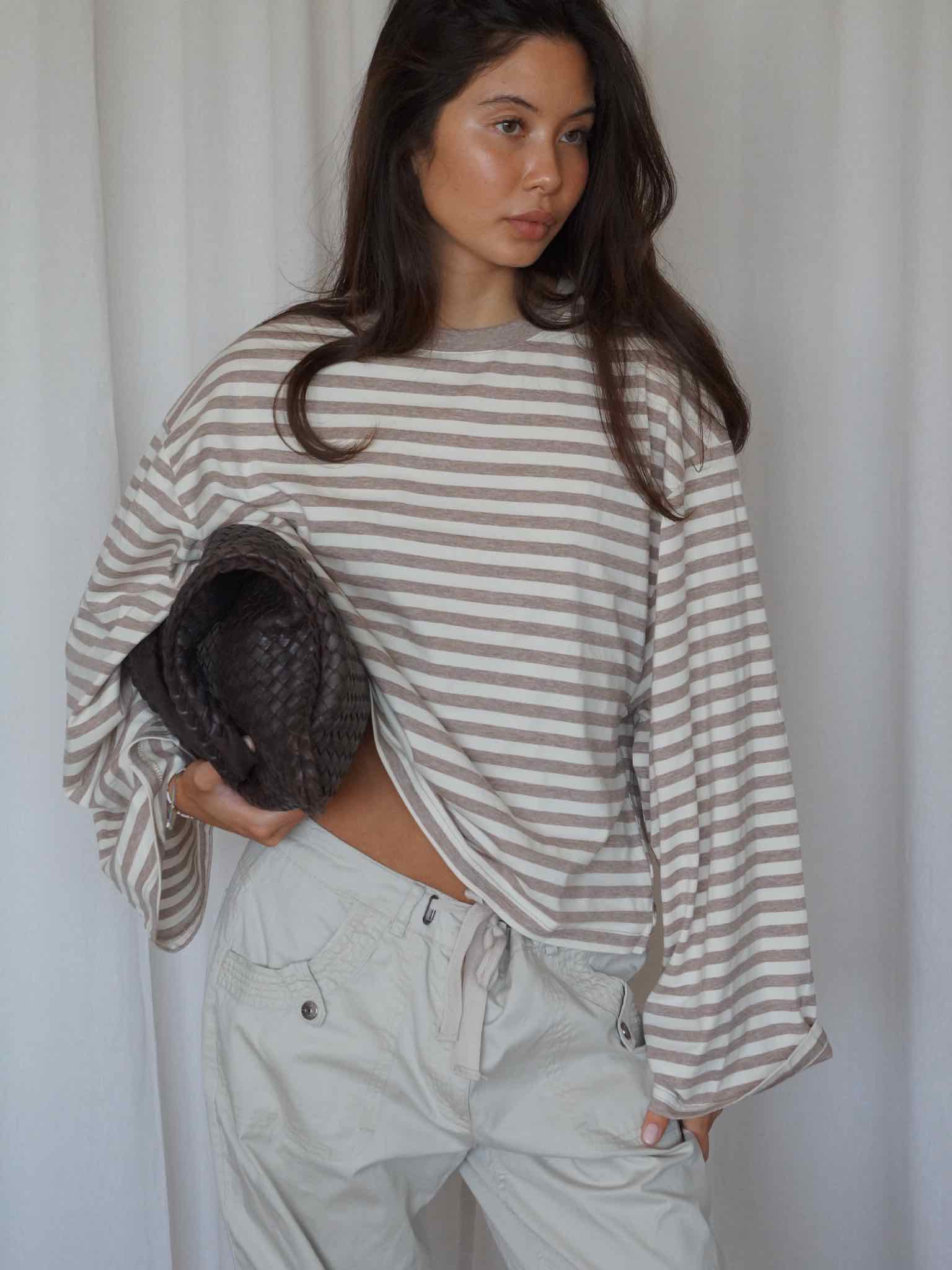 Boxy Longsleeve Stripes - Beige/Creme