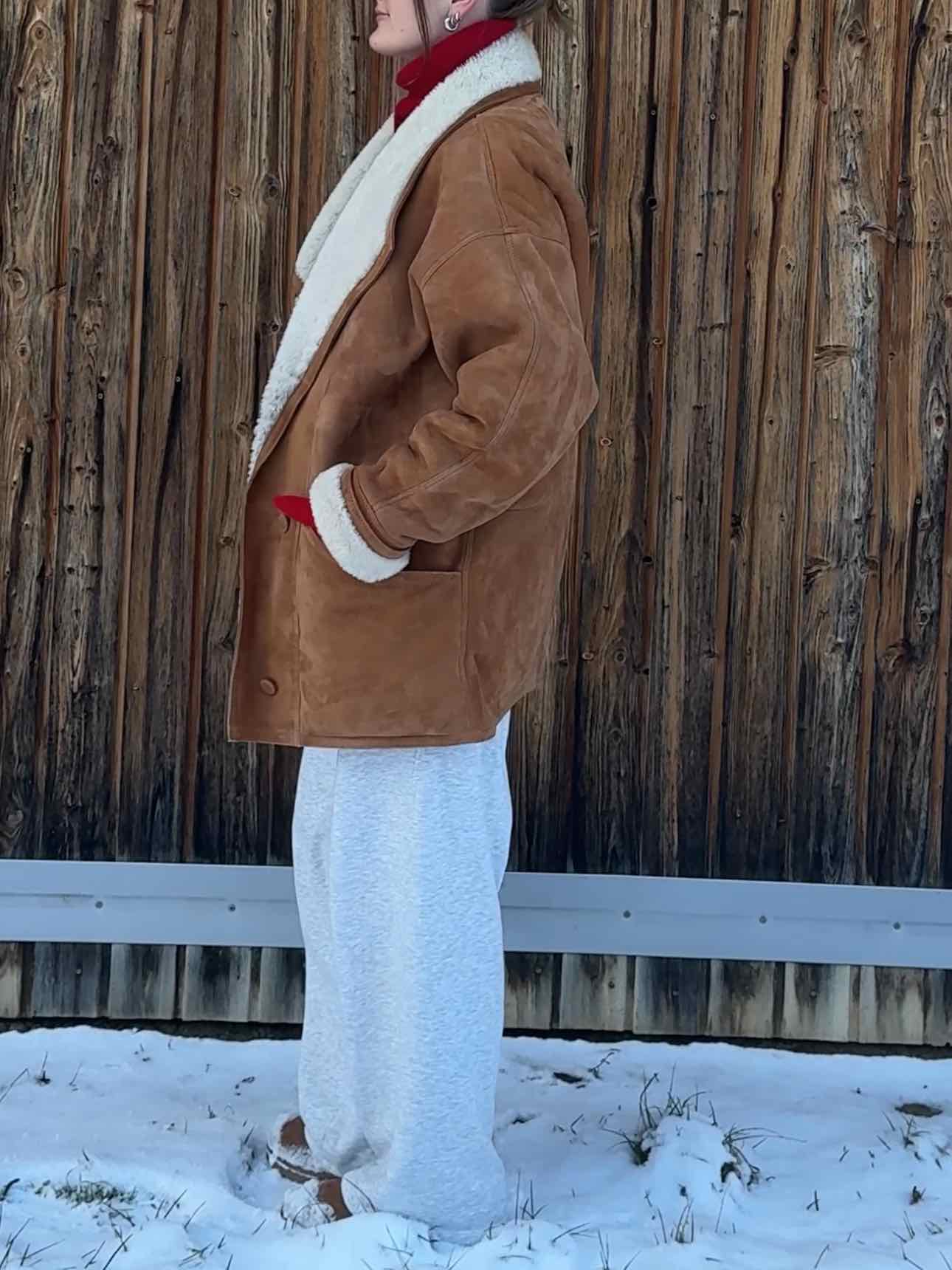 Echte Lammfelljacke - Cognac