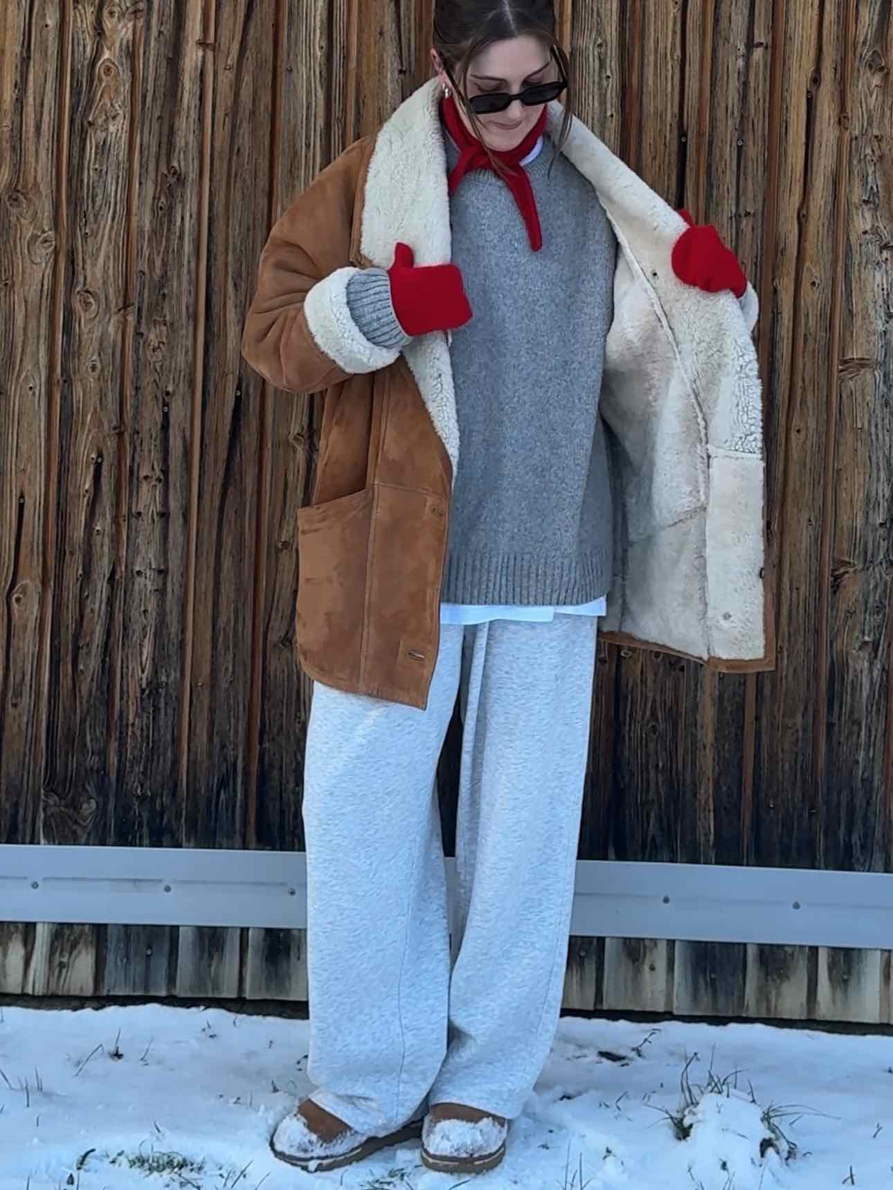 Echte Lammfelljacke - Cognac
