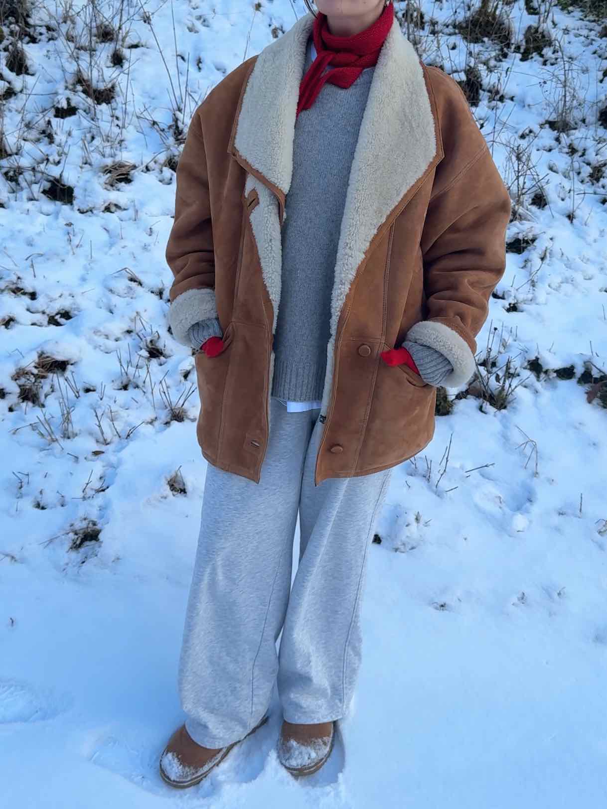 Echte Lammfelljacke - Cognac