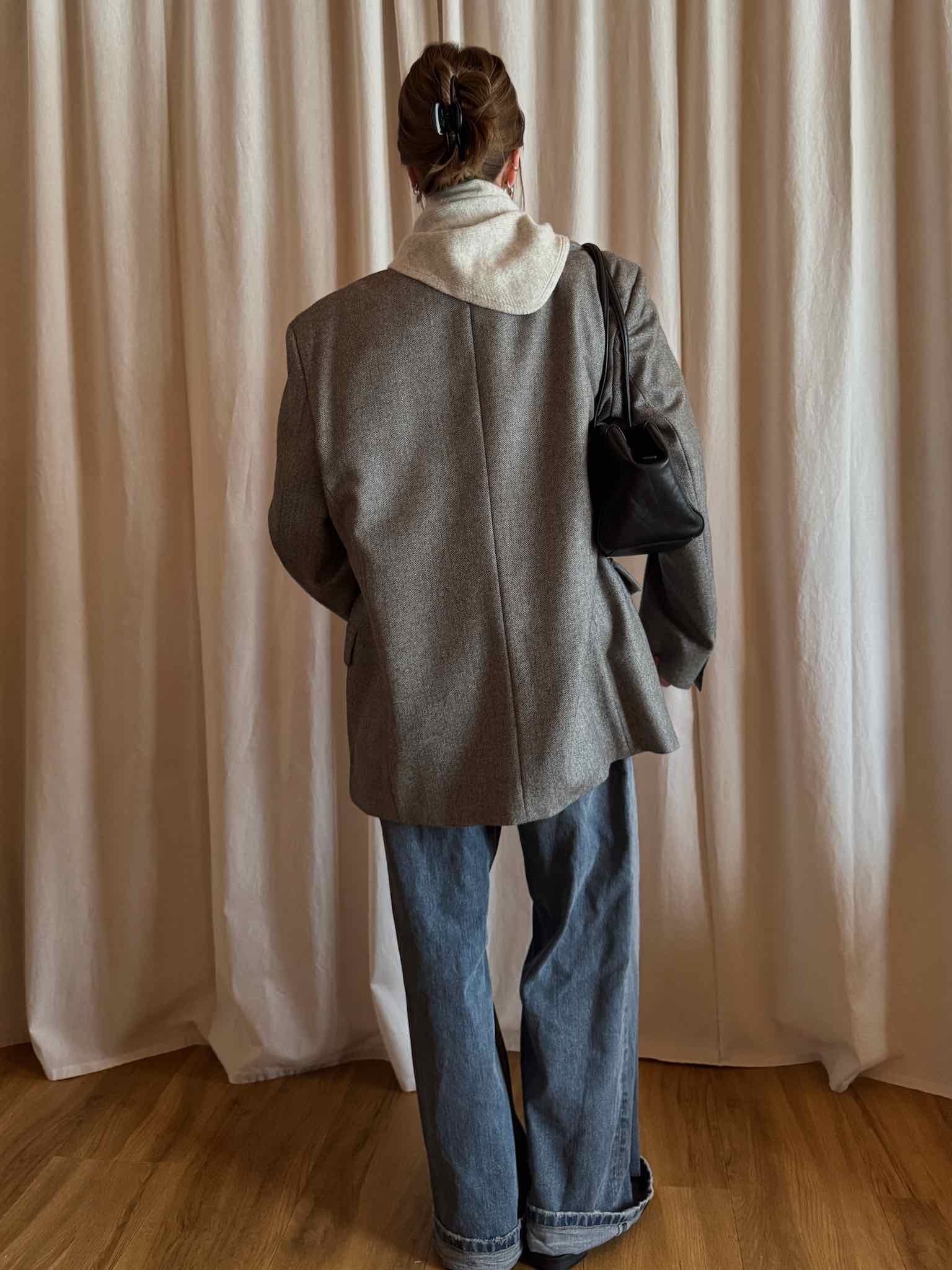 Herren Sakko mit Fischgrätmuster - Grau