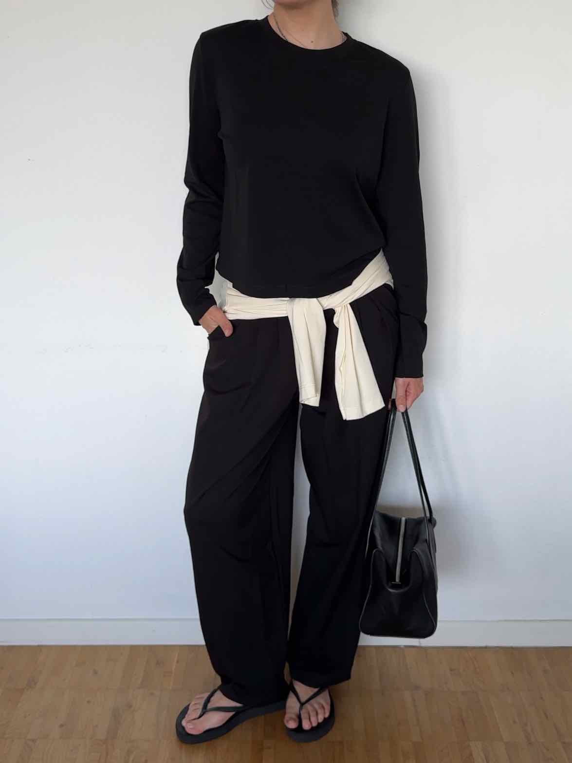 Basic Langarm Shirt - Schwarz