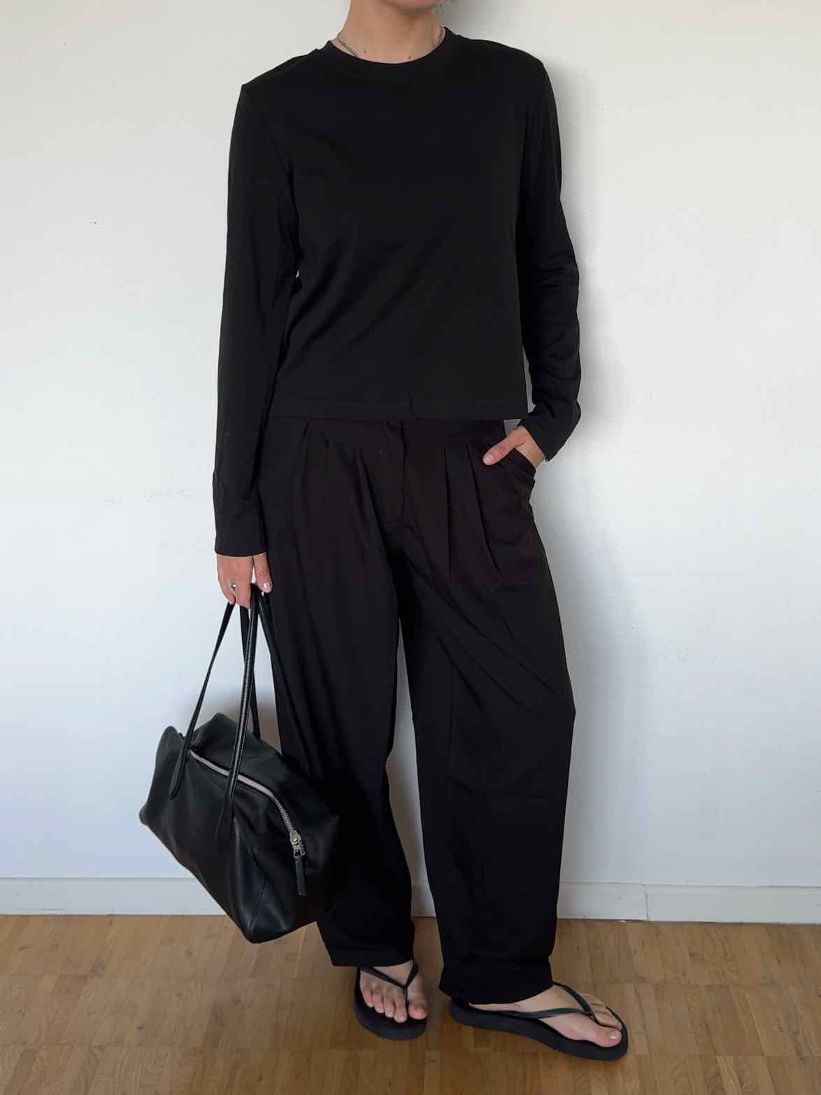 Basic Langarm Shirt - Schwarz