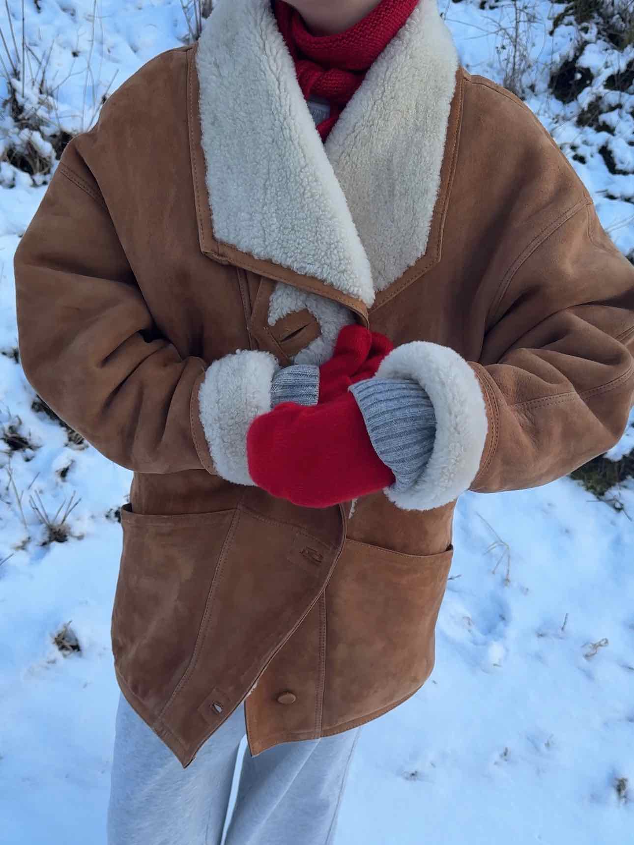 Echte Lammfelljacke - Cognac