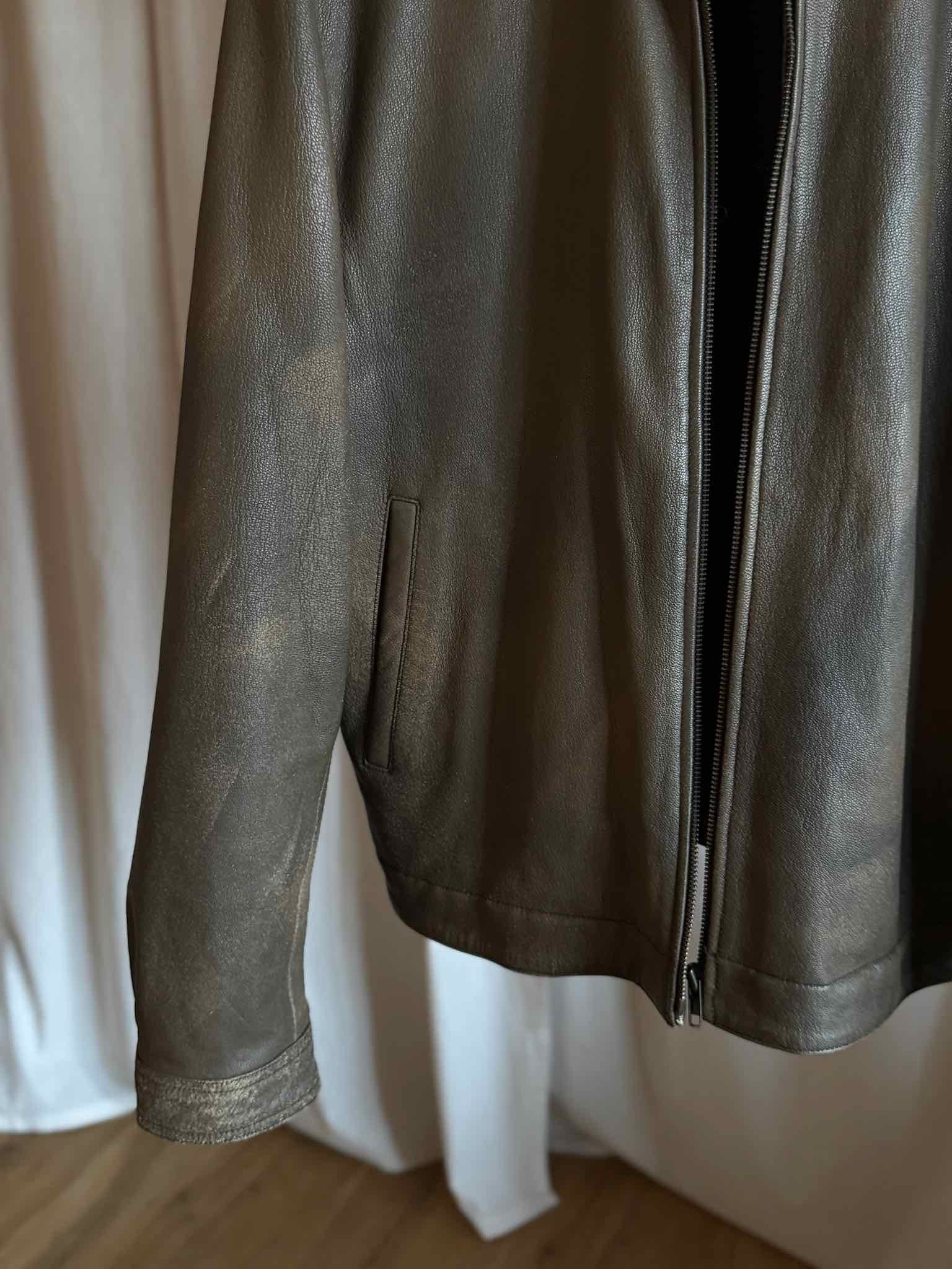 Lederjacke mit Fellkragen - Braun