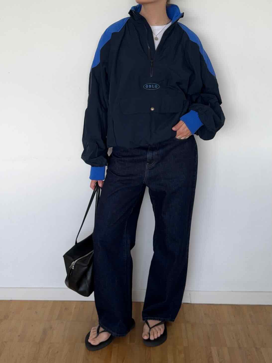 90´s Vintage Odlo Anorak mit Half Zip - Dunkelblau/Blau