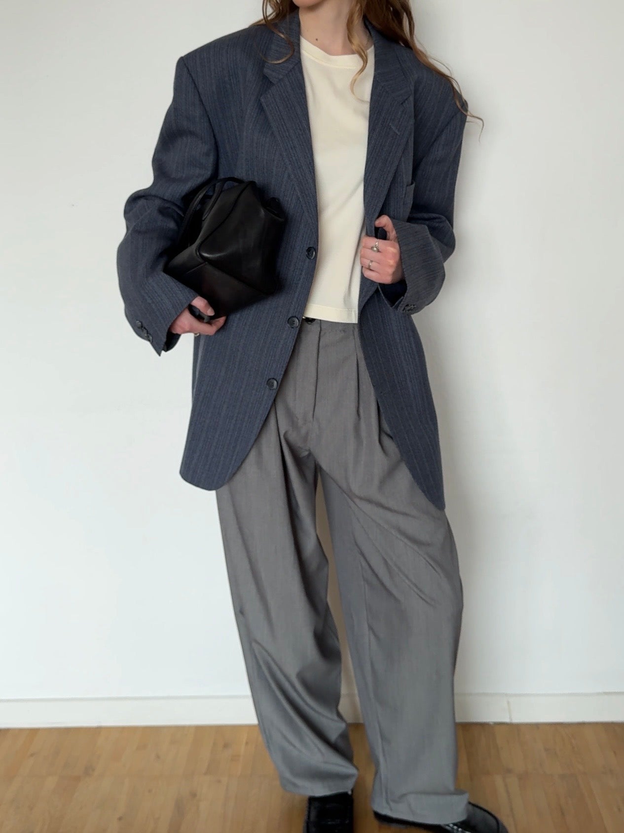 Oversized Herren Sakko - Blau gestreift