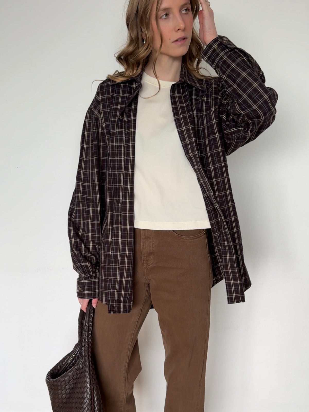 Oversized Karo Hemd - Dunkelbraun