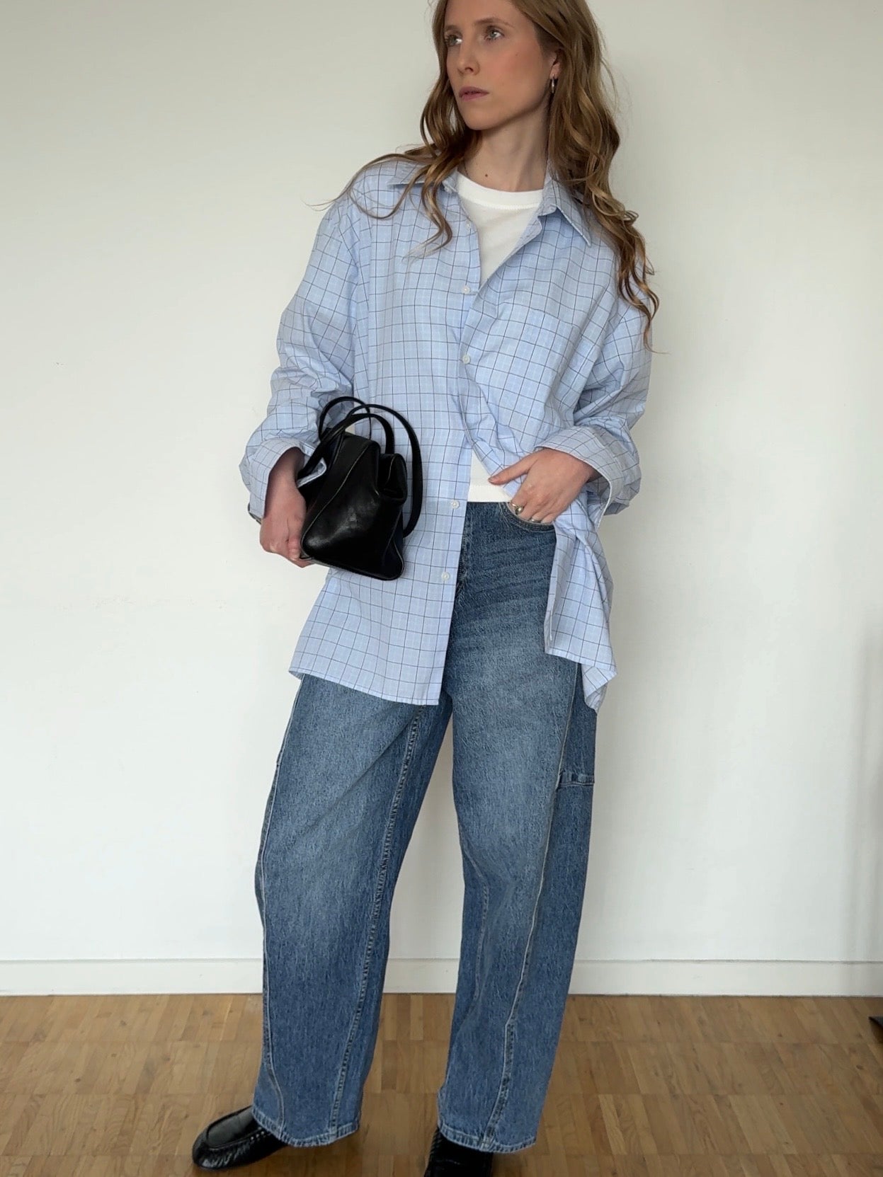 Oversized Karo Hemd - Hellblau