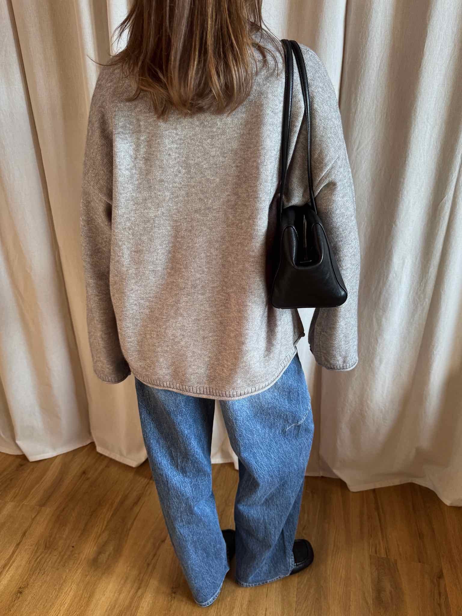 Oversized Strickpullover - Grau