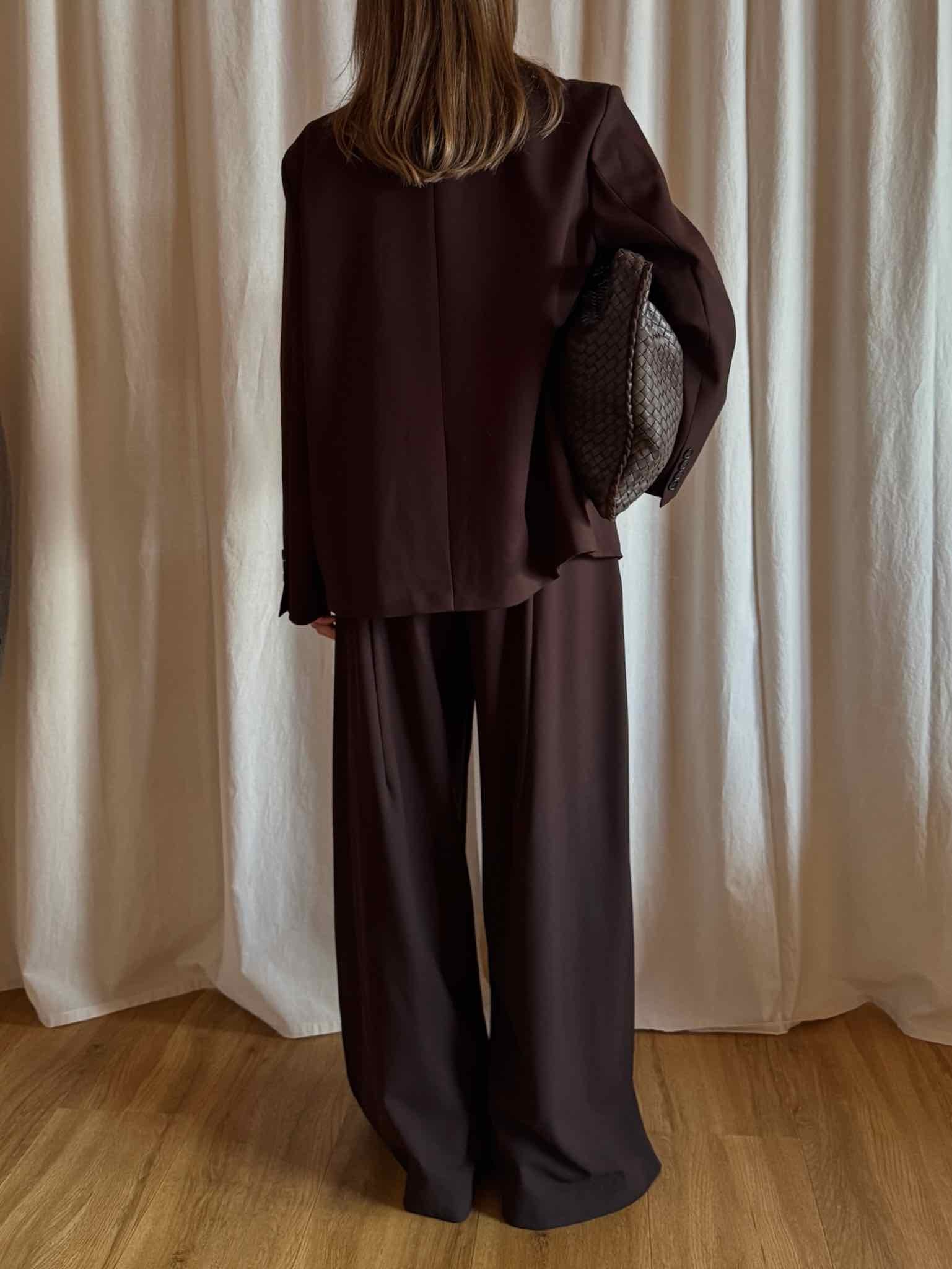 Oversized Anzughose mit Bundfalten - Braun
