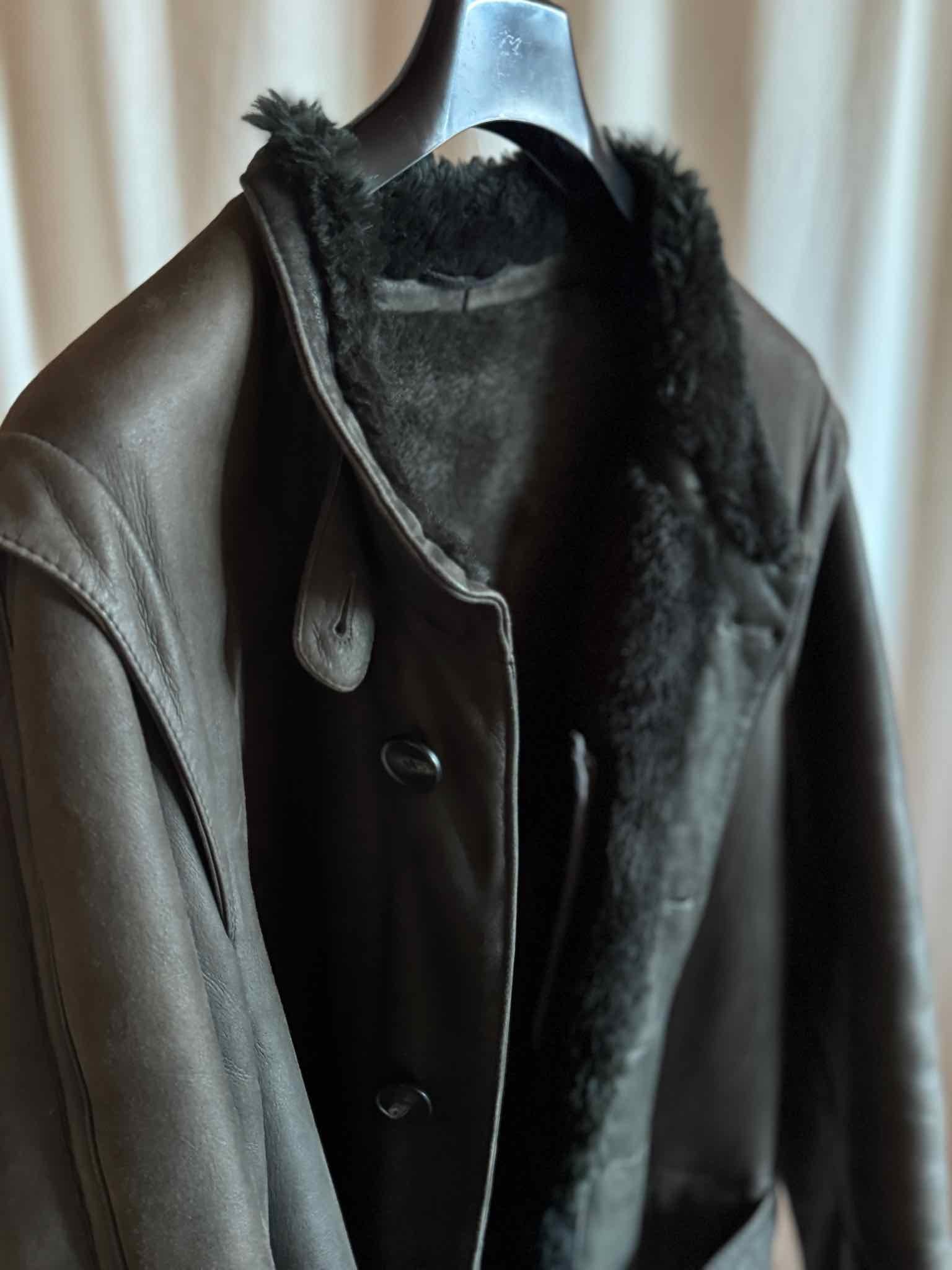 Shearling Mantel mit Gürtel - Dunkelgrau
