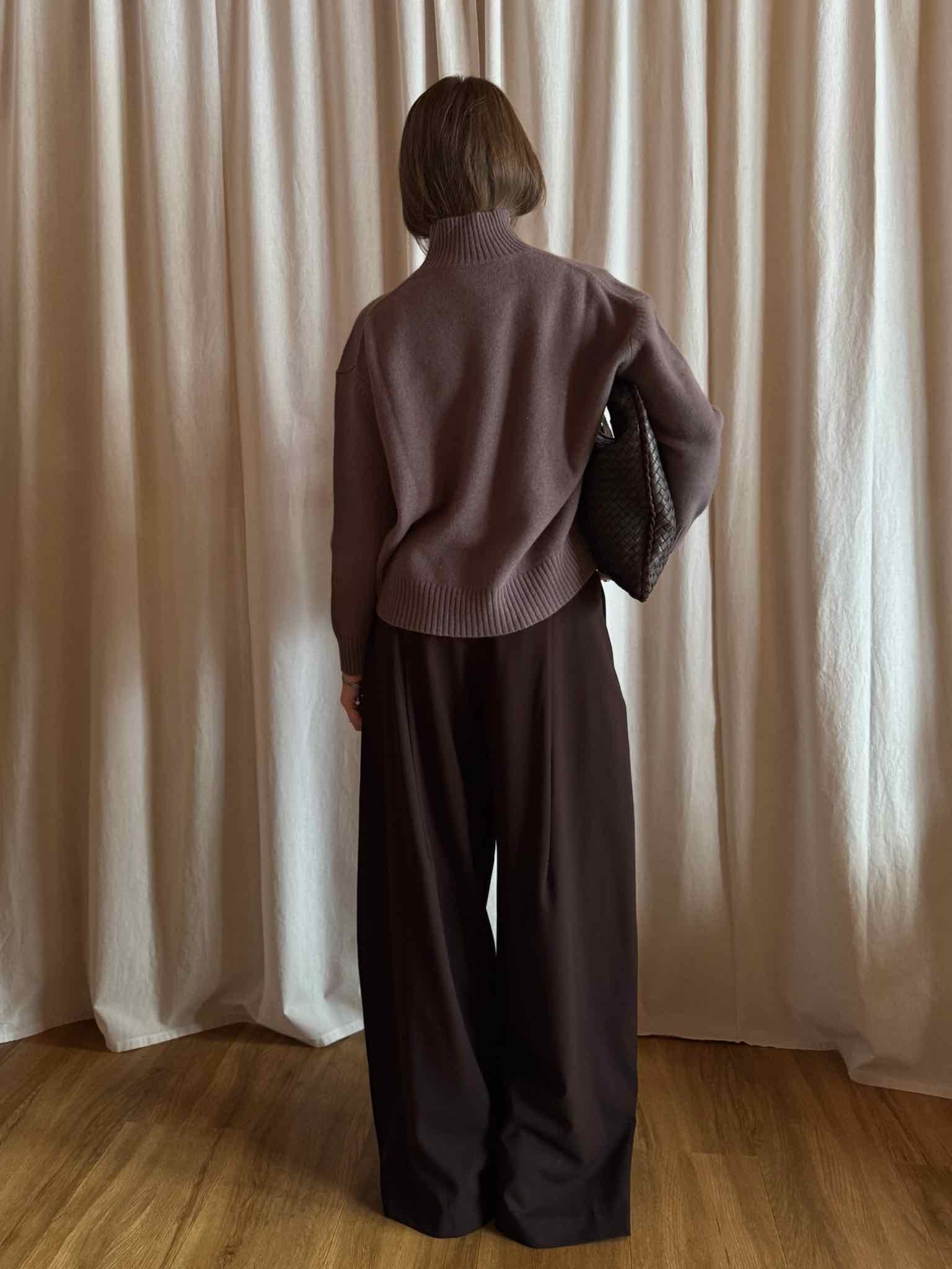 Oversized Anzughose mit Bundfalten - Braun