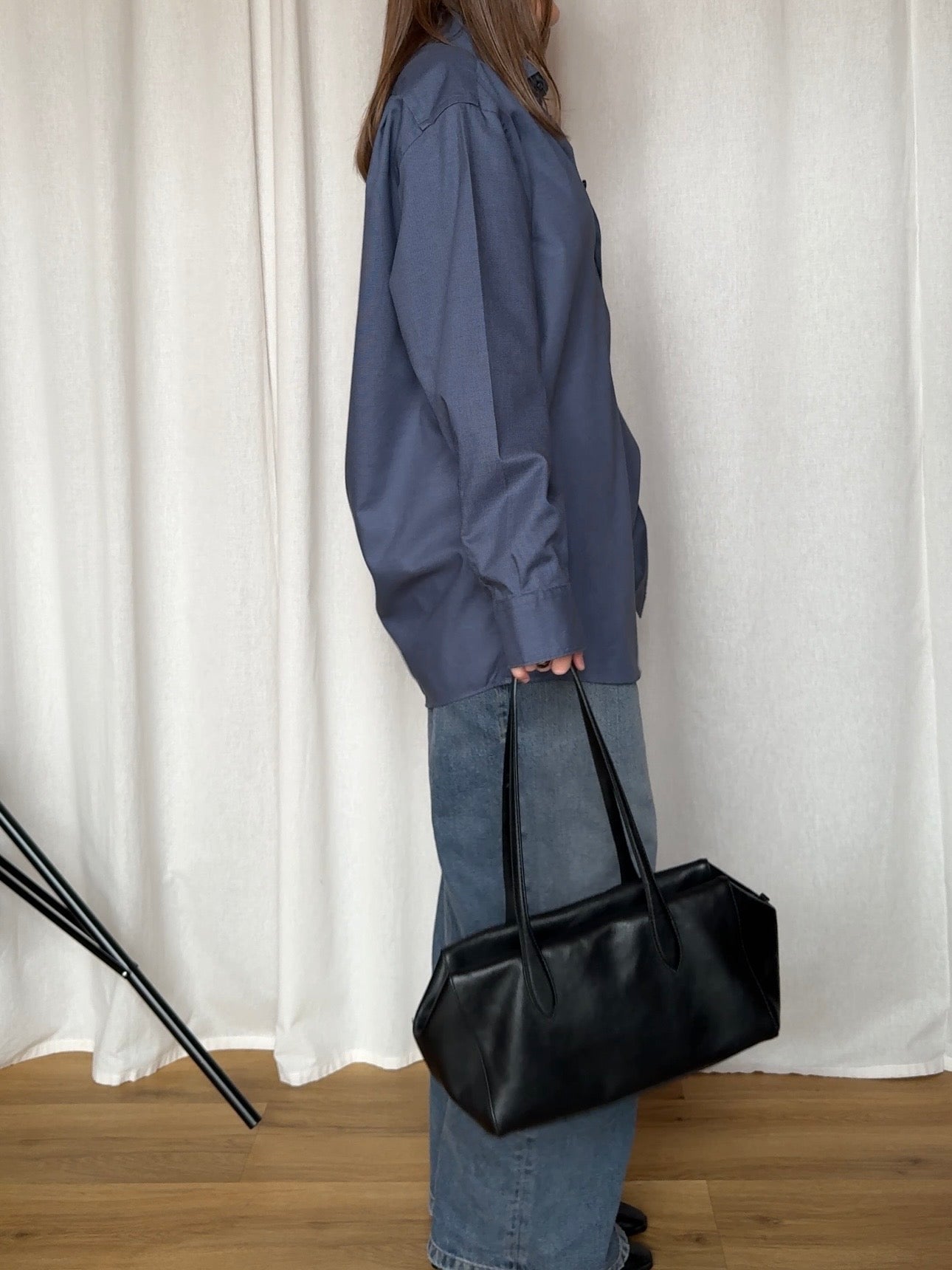 Upcycled Hemd 2-in-1 mit extra Knopfloch - Dunkelblau