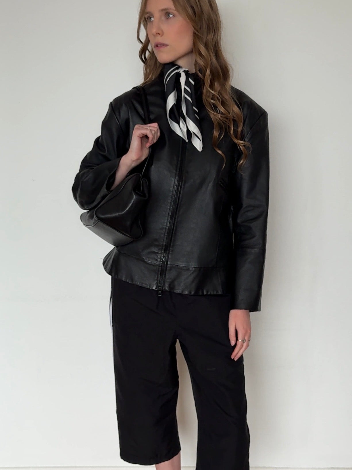 Vintage Boxy Lederjacke - Schwarz