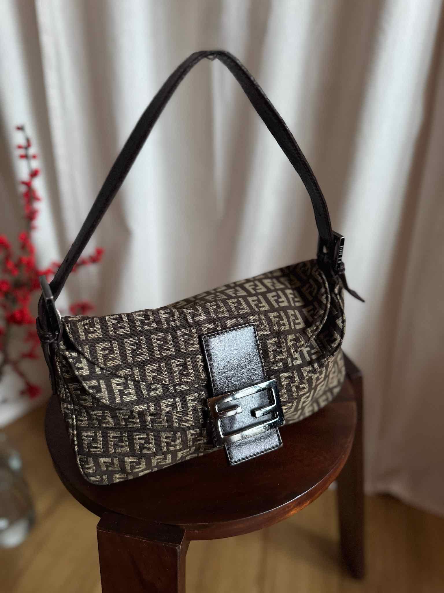 Vintage Fendi Double Flap Baguette - Zucchino Brown
