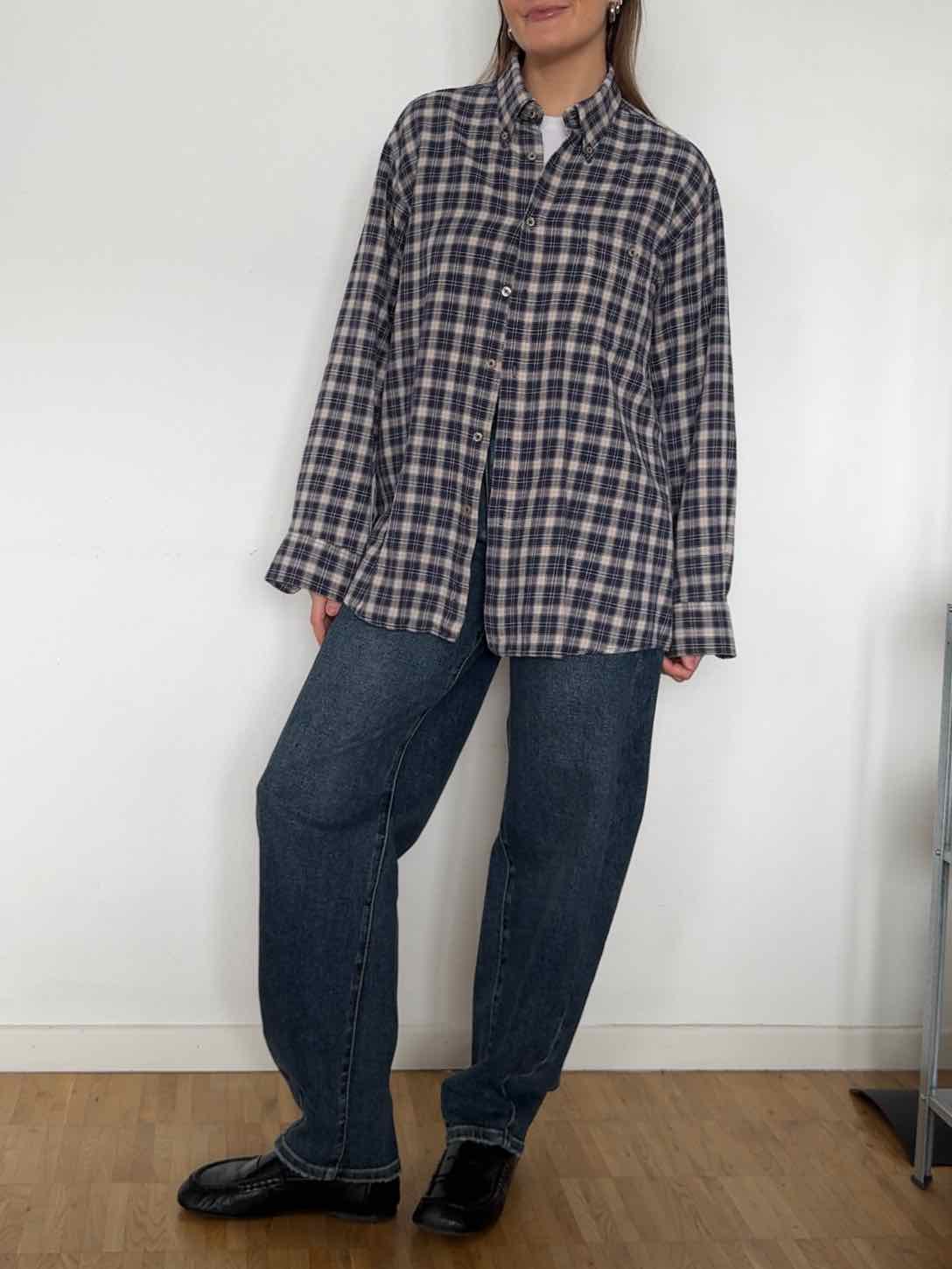 Vintage Flanell Karo Hemd - Dunkelblau/Beige