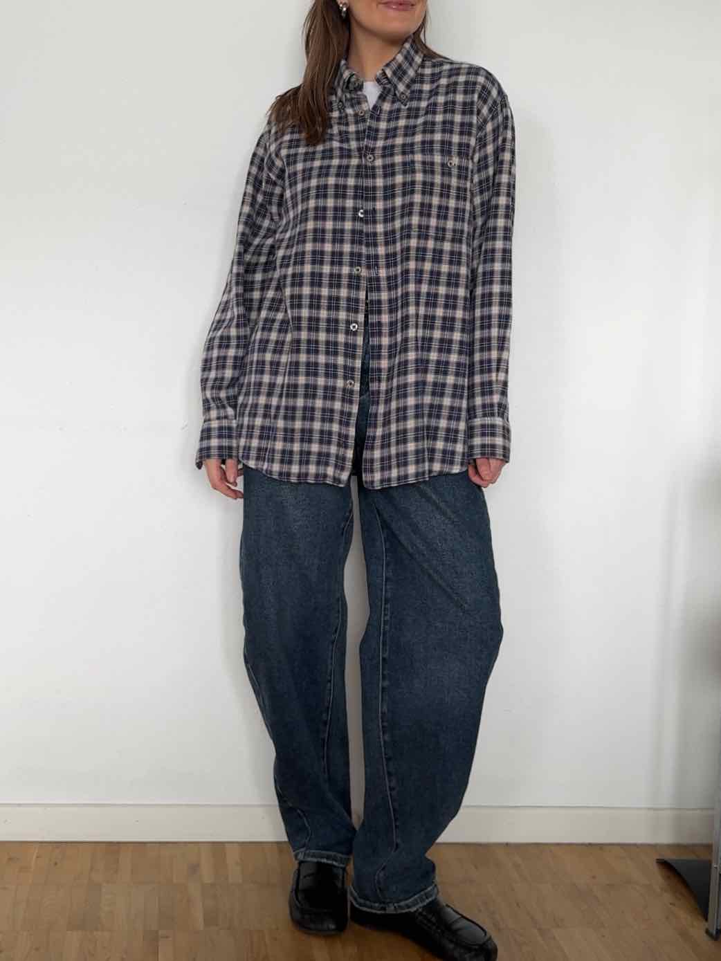 Vintage Flanell Karo Hemd - Dunkelblau/Beige