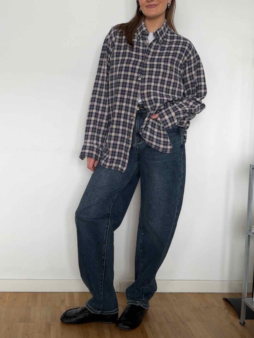 Vintage Flanell Karo Hemd - Dunkelblau/Beige