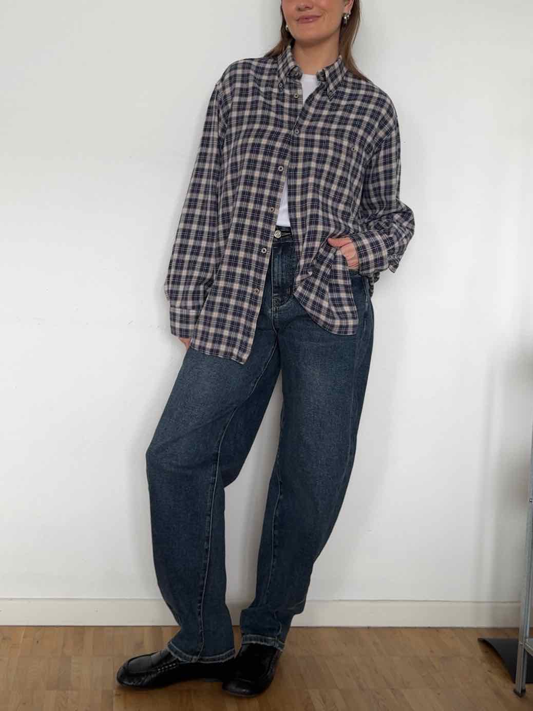 Vintage Flanell Karo Hemd - Dunkelblau/Beige
