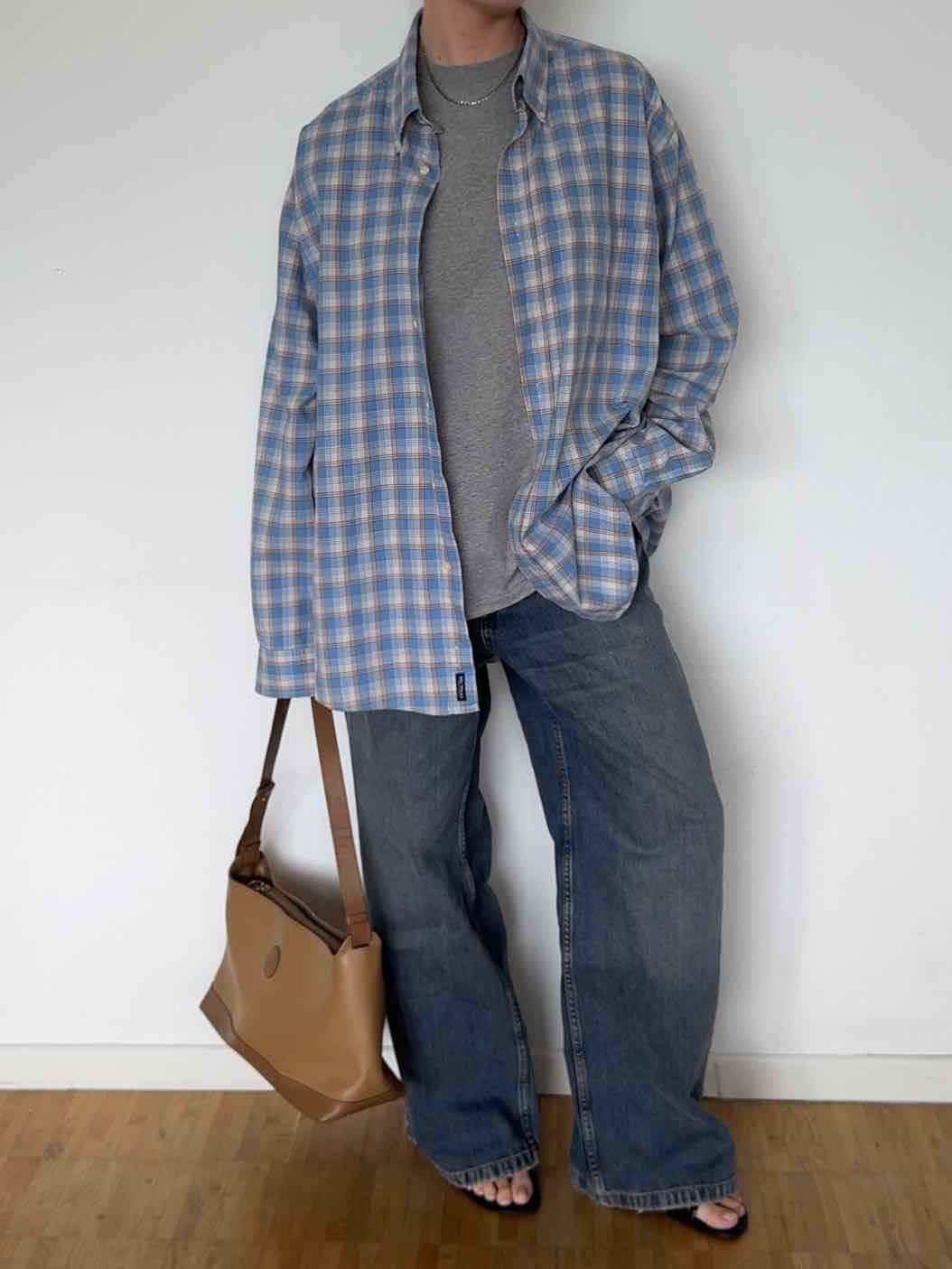 Vintage Hemd von McNeal - Hellblau / Camel kariert