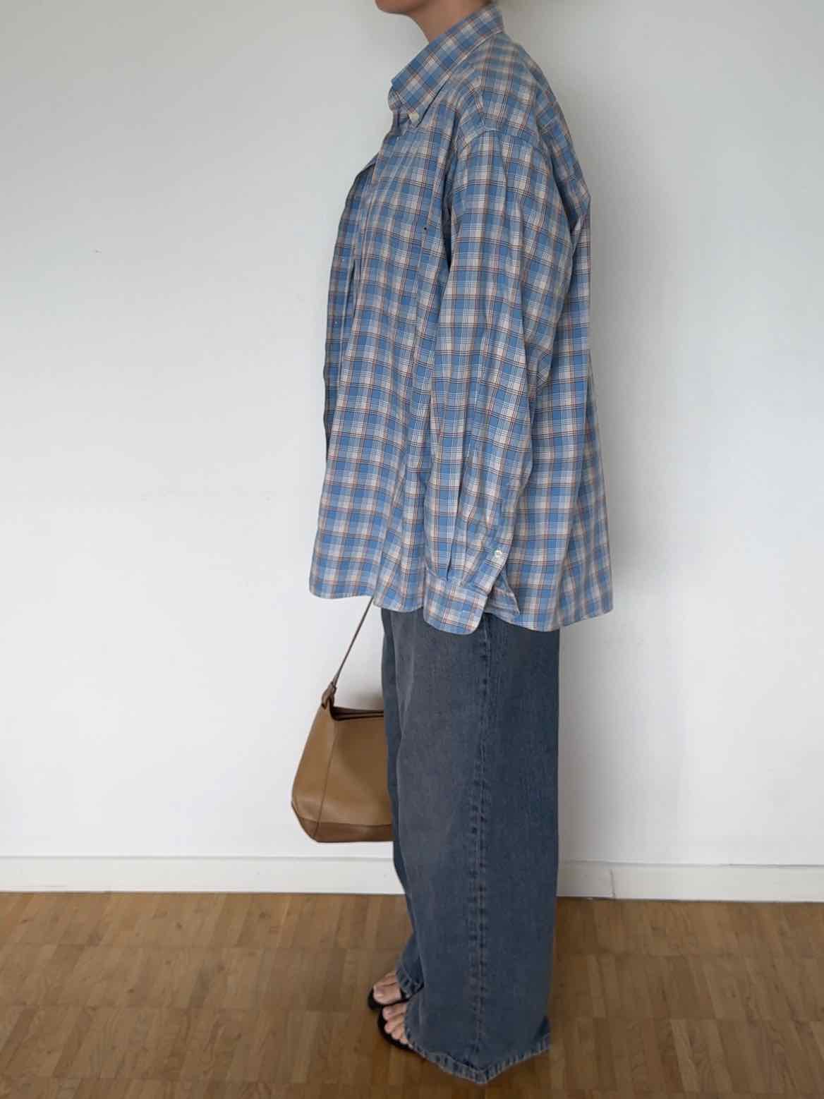 Vintage Hemd von McNeal - Hellblau / Camel kariert
