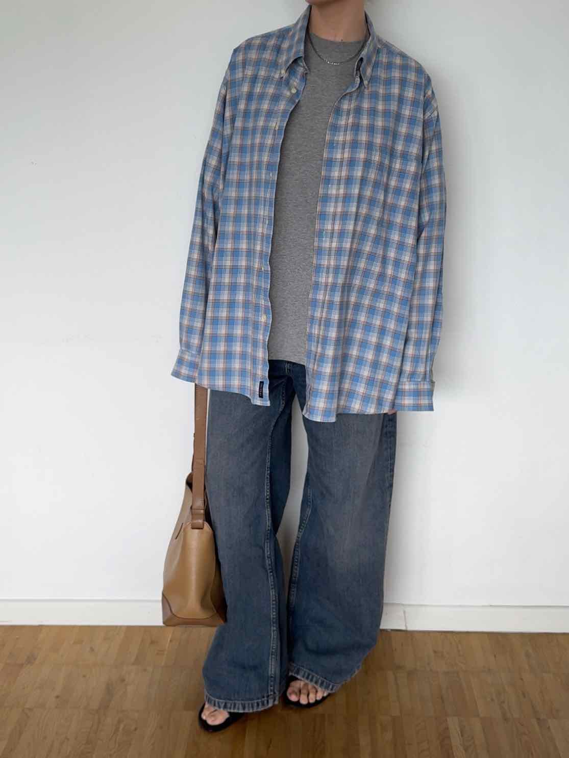 Vintage Hemd von McNeal - Hellblau / Camel kariert