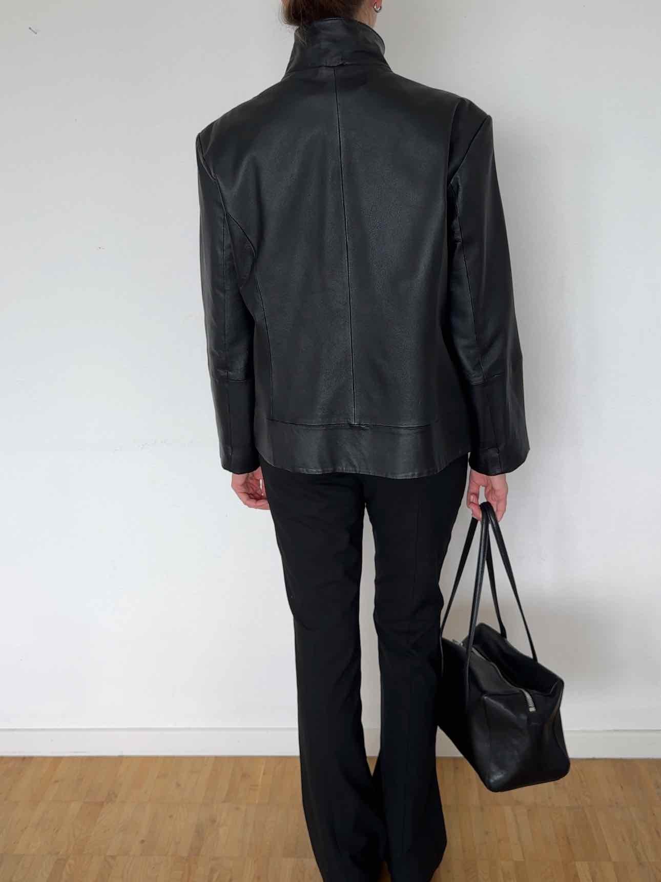 Vintage Boxy Lederjacke - Schwarz