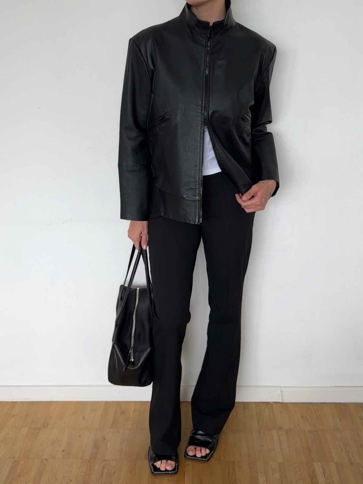 Vintage Boxy Lederjacke - Schwarz