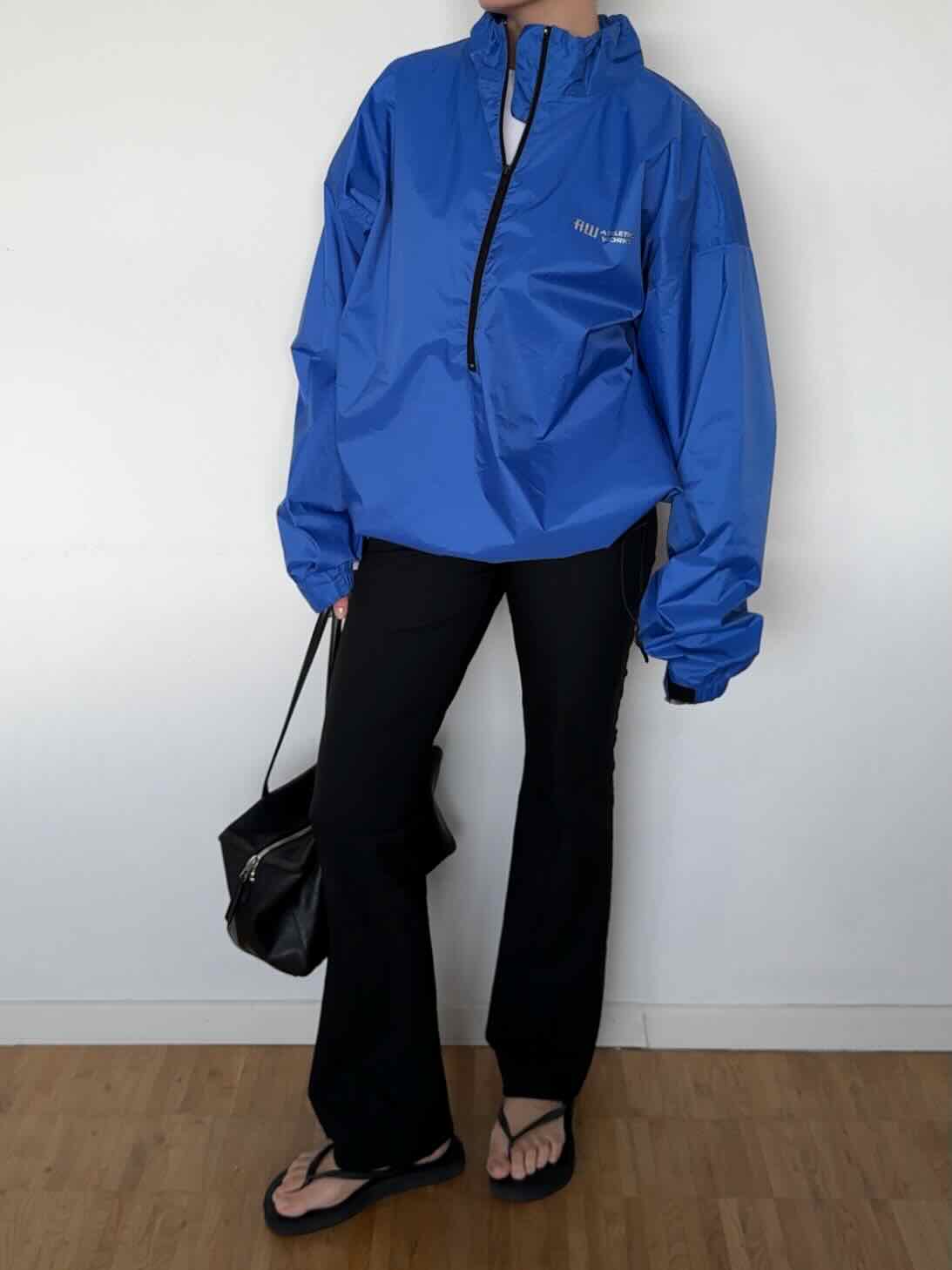 Vintage Windbreaker mit Half Zip - Cobalt Blau