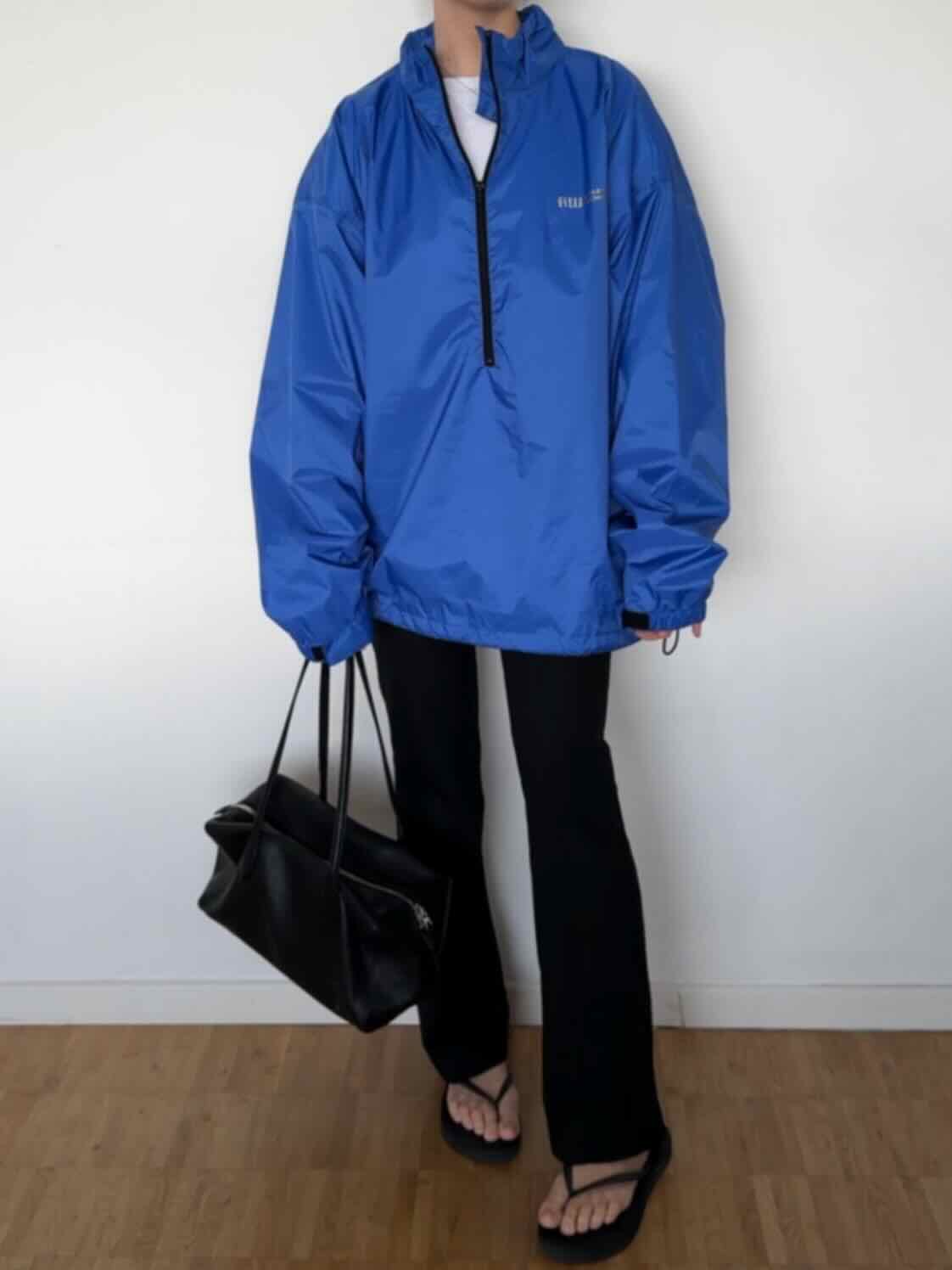 Vintage Windbreaker mit Half Zip - Cobalt Blau