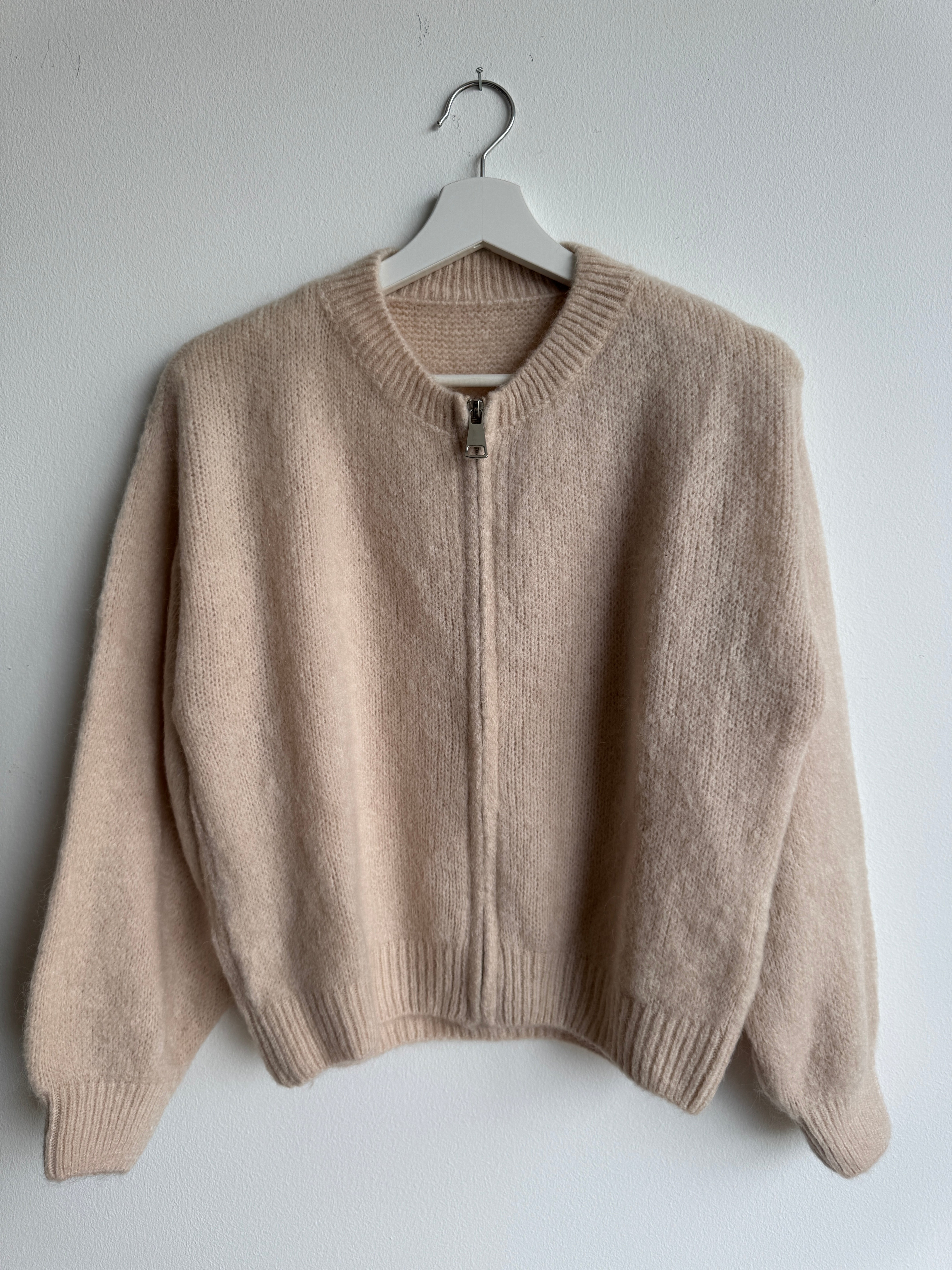 Zip Cardigan mit Kid Mohair - Apricot