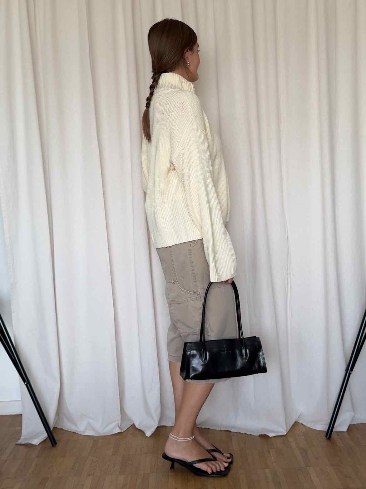 Zip Cardigan mit Stehkragen - Creme