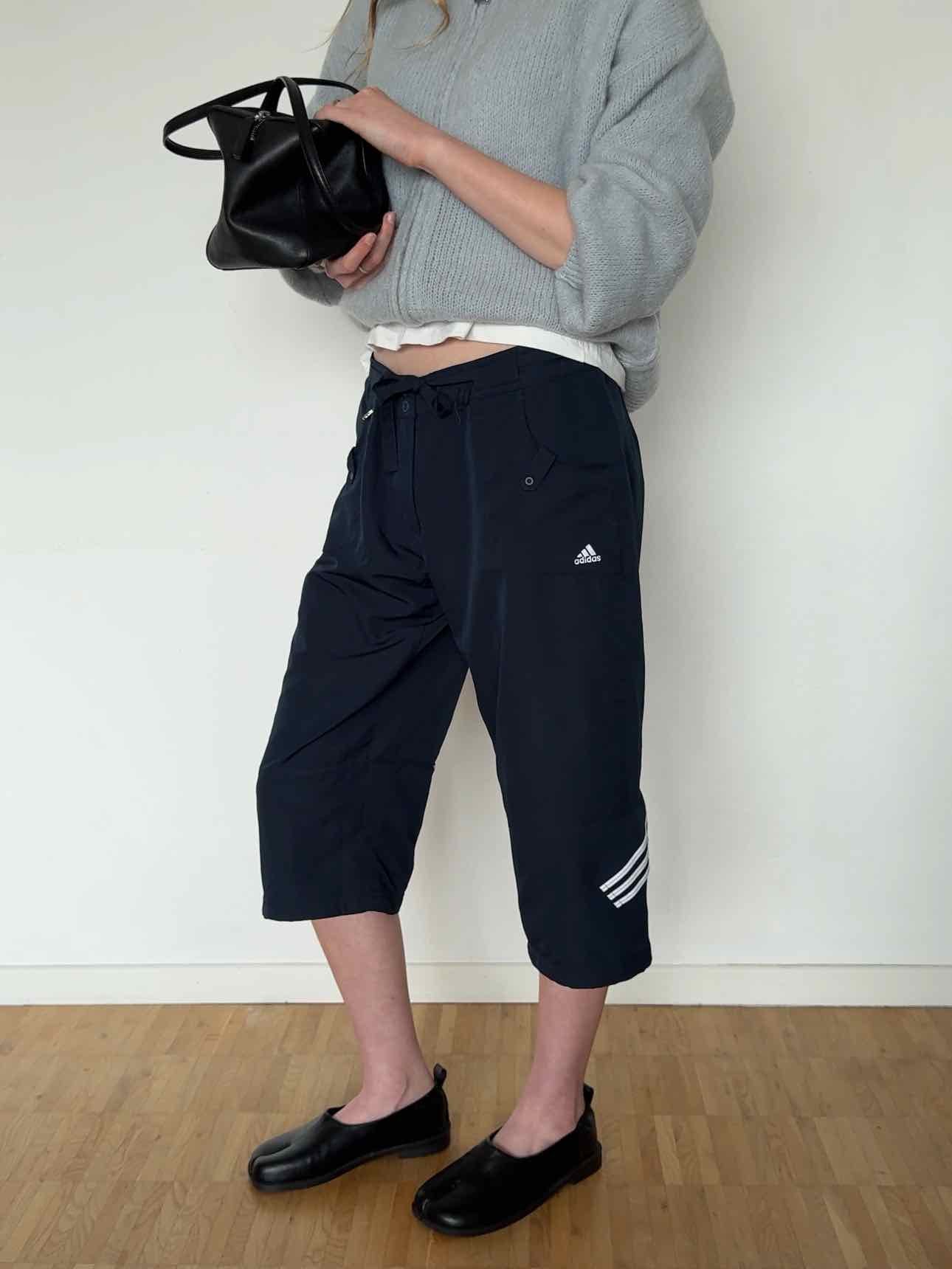 Vintage Adidas Capri Hose - Dunkelblau / Weiß