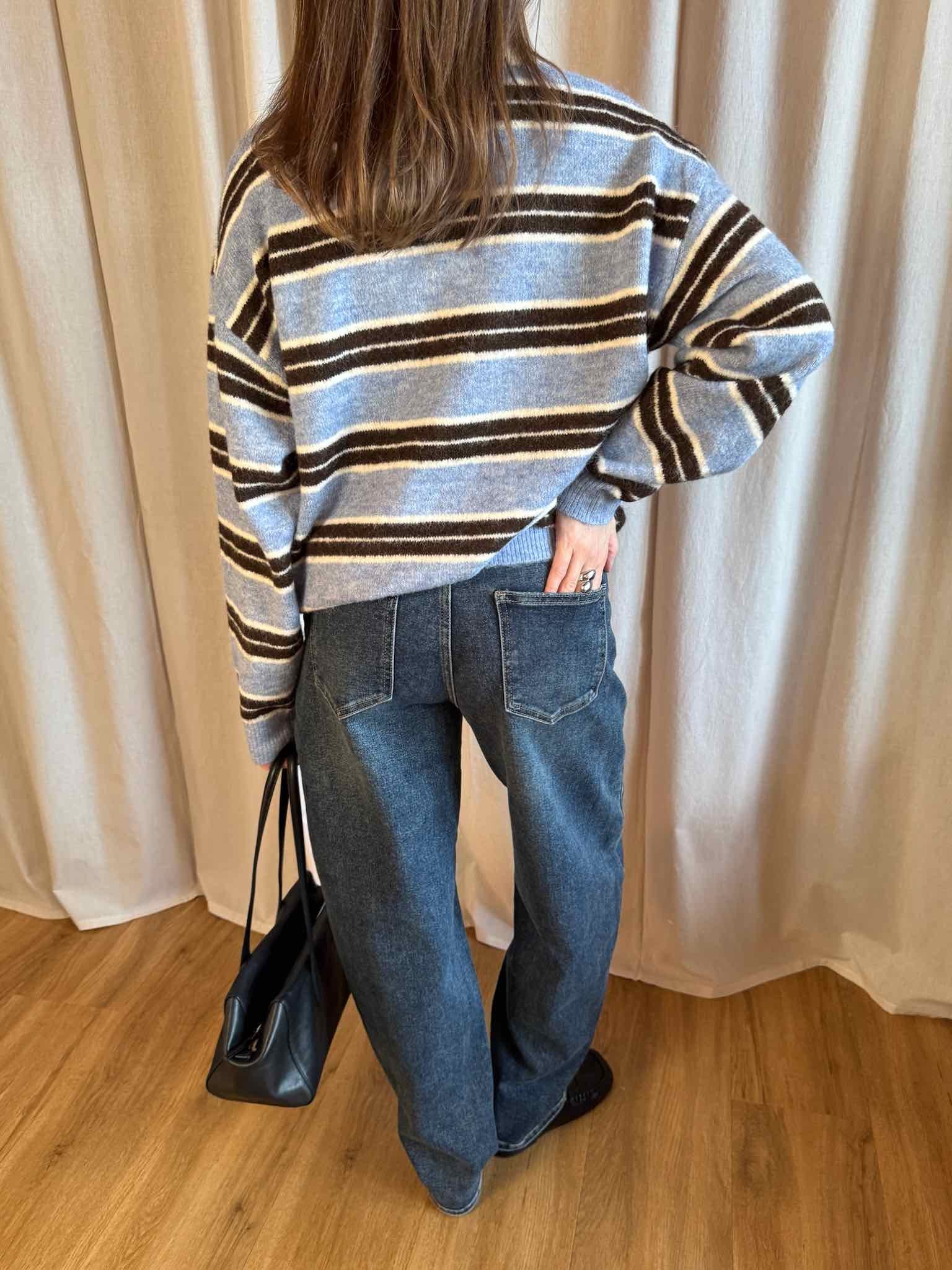 Striped Oversized Polo Pullover