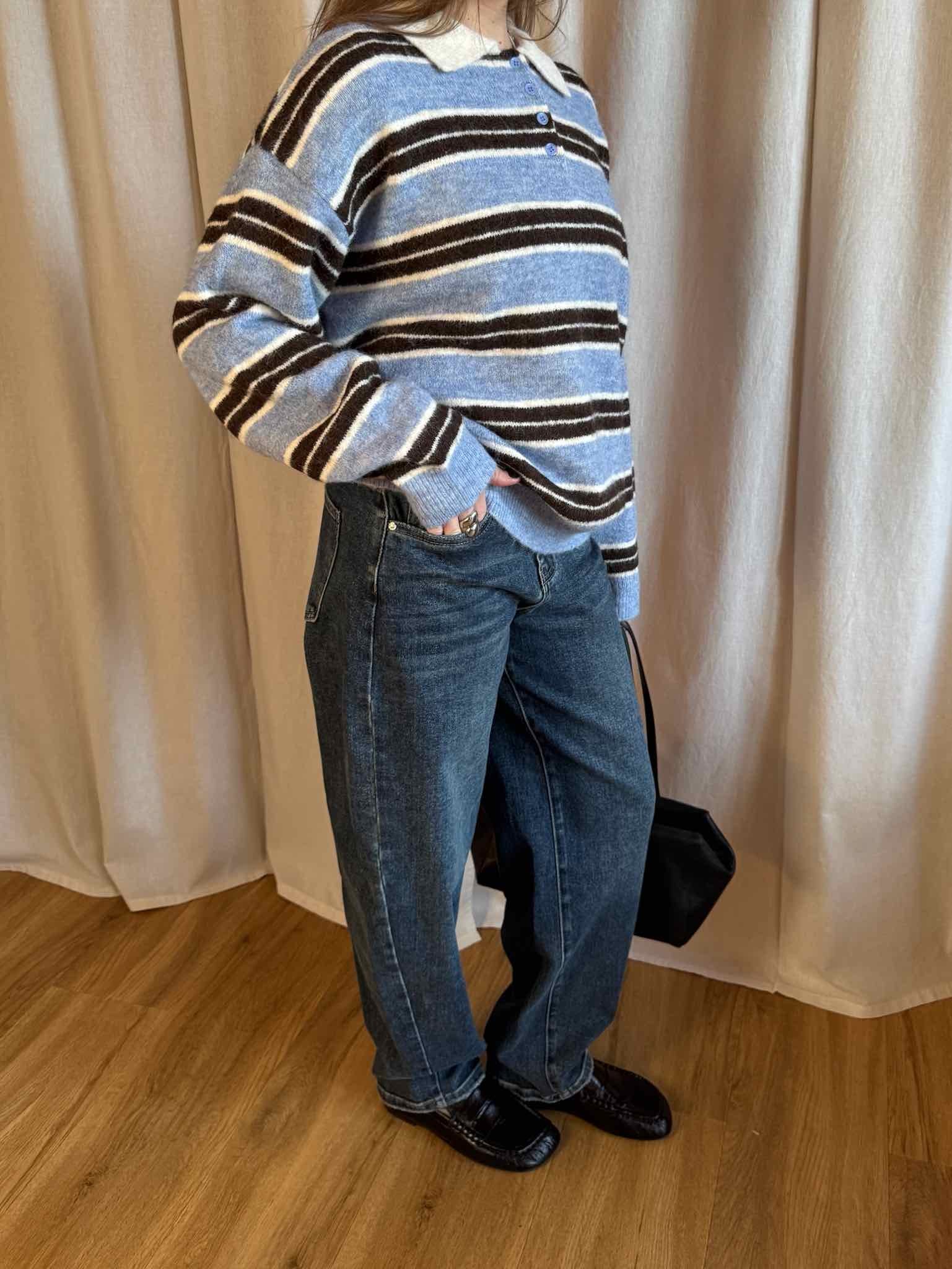 Striped Oversized Polo Pullover