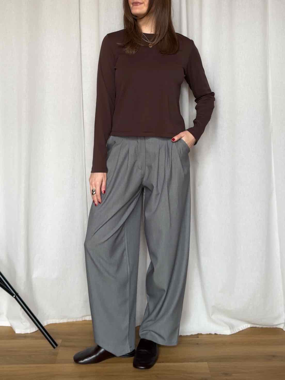 Basic Langarm Shirt - Espresso