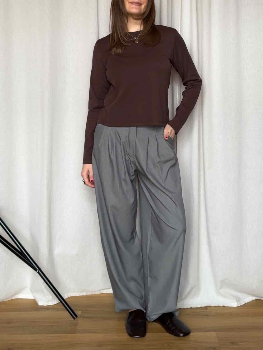 Basic Langarm Shirt - Espresso